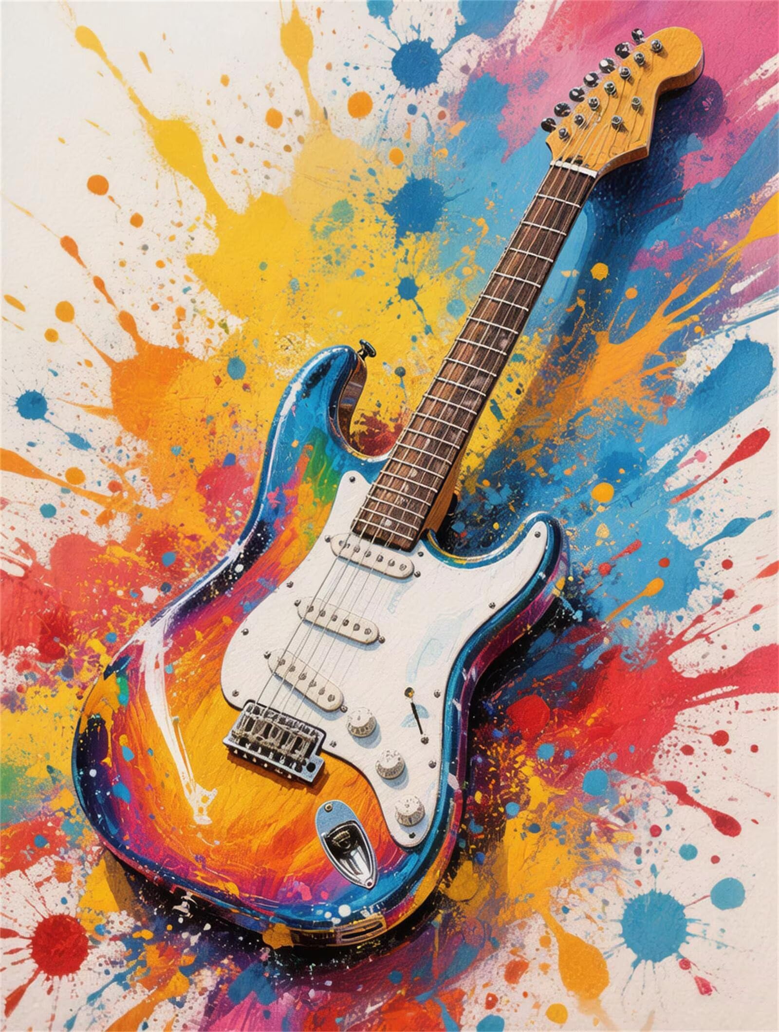 Malowanie według numerów dla dorosłych kolorowe gitara elektryczna DIY obrazy do malowania numerami zestaw farb akrylowych na płótnie, hobby dla dorosłych kolorowanka, obrazy dekoracja salonu