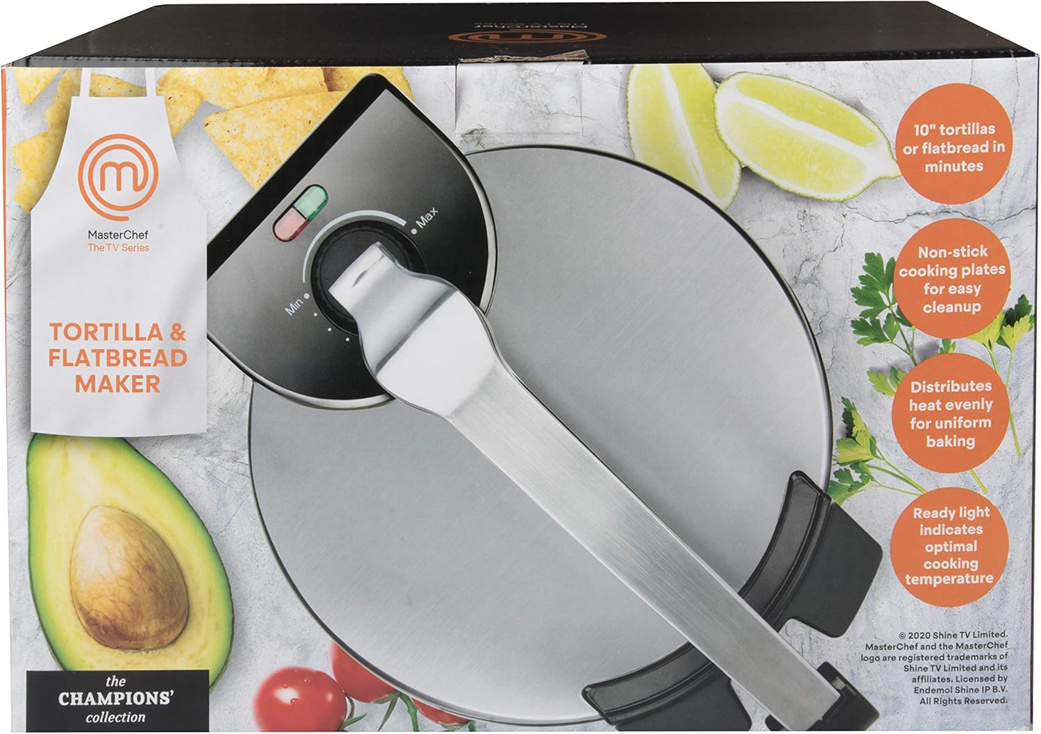 MasterChef Electric Tortilla Maker- Homemade Flatbread, Pitas, Bread, Tortillas- Heavy Duty, Non-stick Cooker is Easier than Tortilla Press, Adjustable Temperature Control and Uniform Baking, Gift