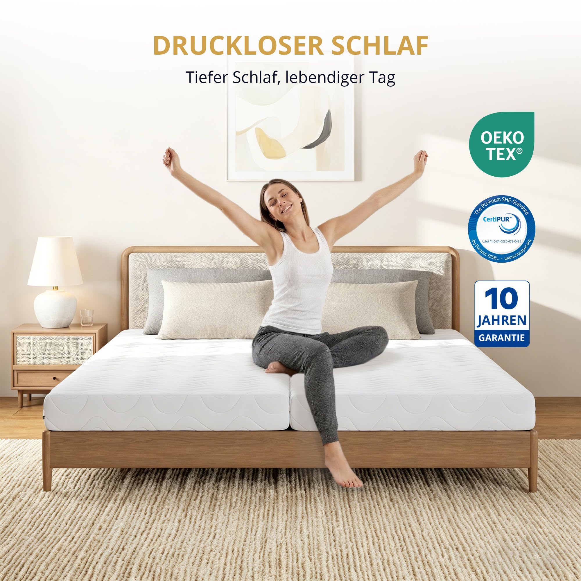 EGOHOME Matratze 140x200 cm | H3 Mittelfest | Ergonomische 7-Zonen Kaltschaummatratze 140x200cm | Bezug abnehmbar & waschbar | Oeko-TEX® | Rollmatratze 12 cm Höhe (140 x 200 cm)