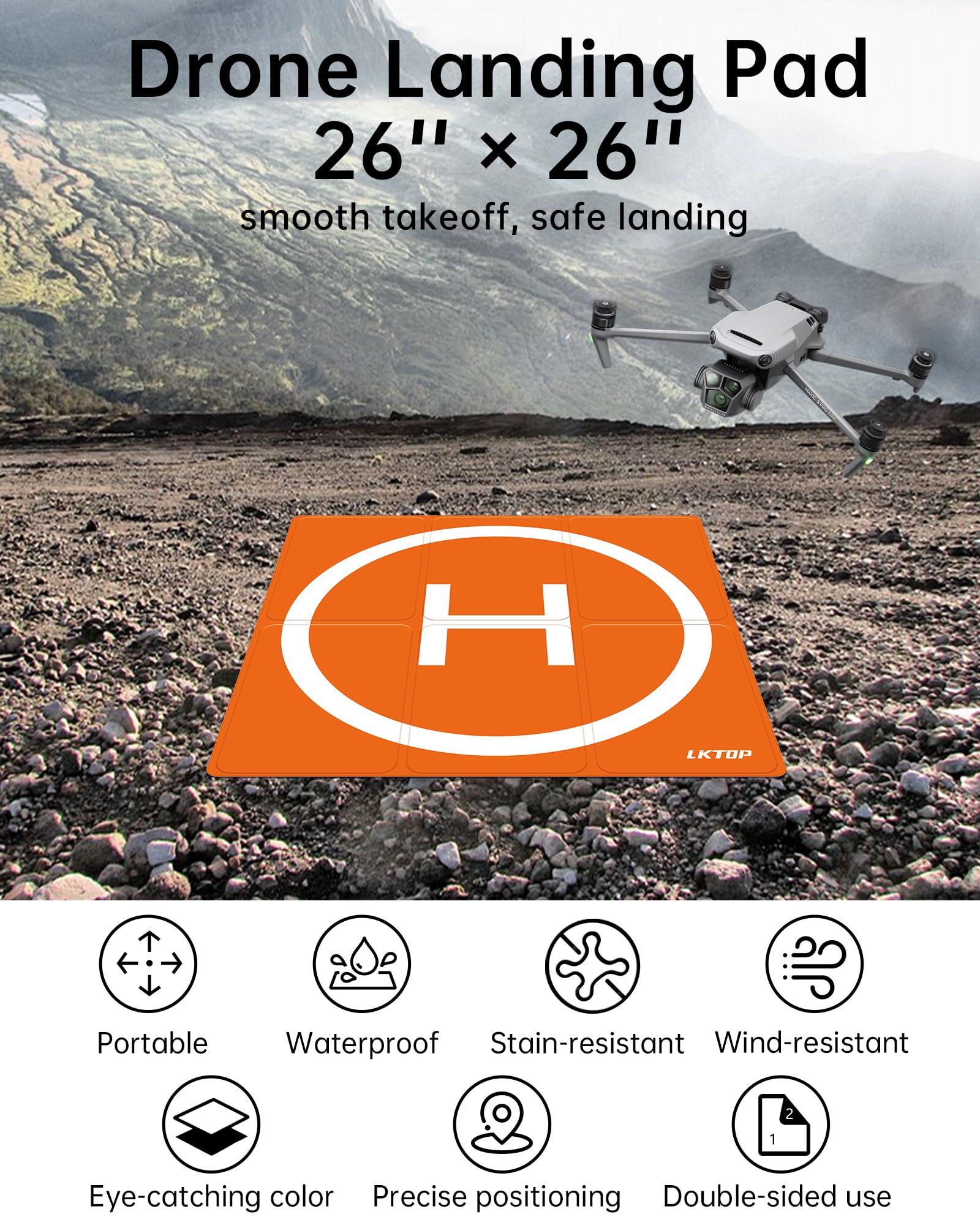 LKTOP Drone Landing Pad Weighted Foldable for DJI/Specta Drone - Image 2