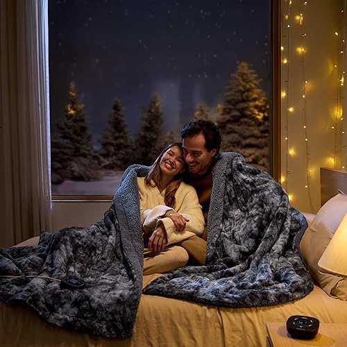 Vista 319 de Bedsure - Manta eléctrica tamaño matrimonial; térmica, de franela suave, calentamiento rápido, 10 ajustes de tiempo y 6 ajustes de calor; regalo 01