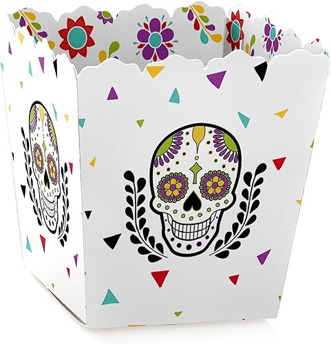 Big Dot of Happiness Day of the Dead - Mini cajas de regalo para fiesta, cajas de dulces de calavera de azúcar para Halloween, juego de 12