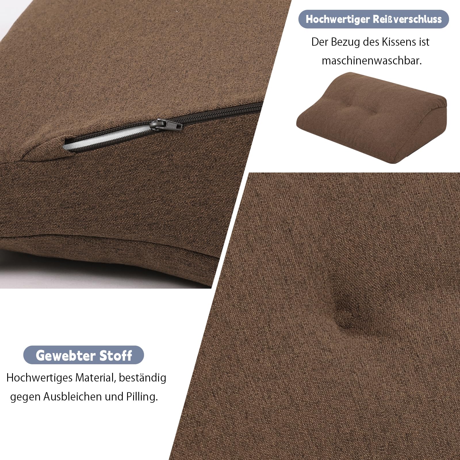 GOFORIT Ergonomisches Rückenkissen für Sofa & Sessel - Zweilagiges Memory-Schaum Lendenkissen mit festem Halt - Formstabiles Lendenwirbelkissen für langes Sitzen, Waschbarer Bezug, für Bett & Couch