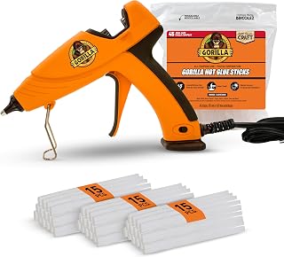 Gorilla Dual Temp Full Size Hot Glue Gun Kit with 45 Sticks - Precision Nozzle, Easy Squeeze Trigger for Crafts & DIY
