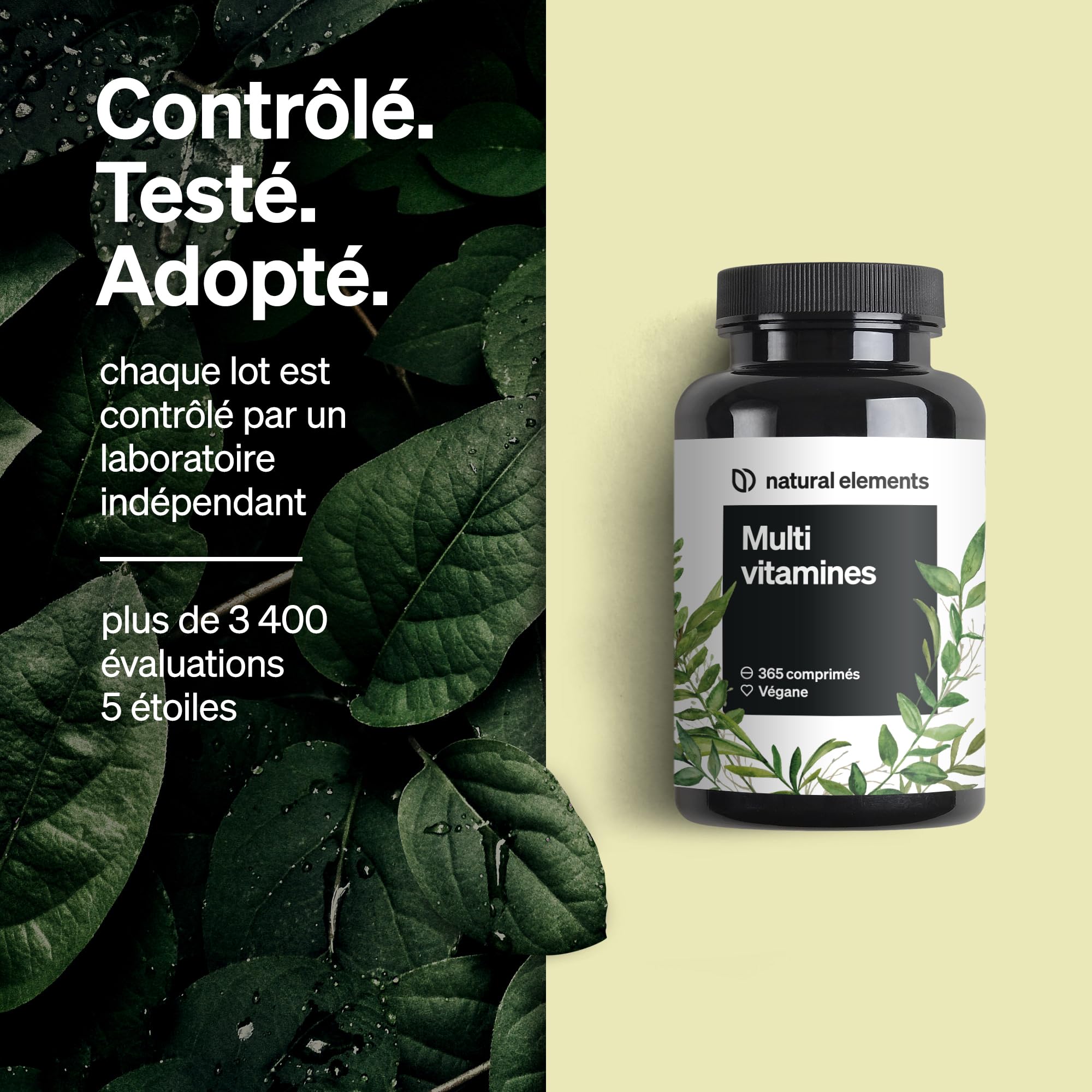 Multivitamines – 365 comprimés véganes – provision annuelle – précieuses vitamines de A à Z, avec vitamines K1 et K2 – sans additifs inutiles – produit et contrôlé en laboratoire en Allemagne