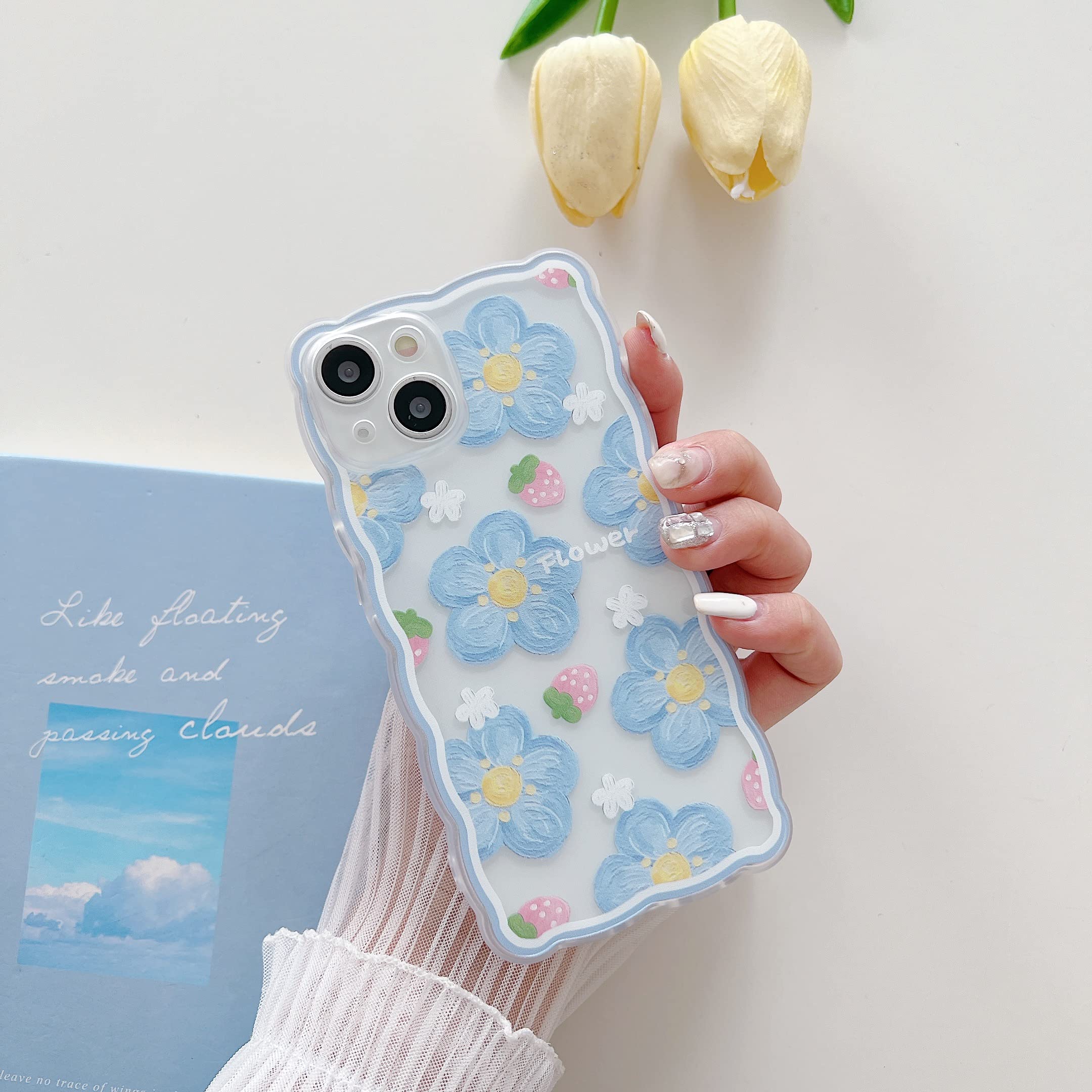 IPhone 15 Pro Max Hülle Mit Blumenmuster – Süßes IMD-Design, TPU, Stoßfest, Rosa, 6,7 Zoll