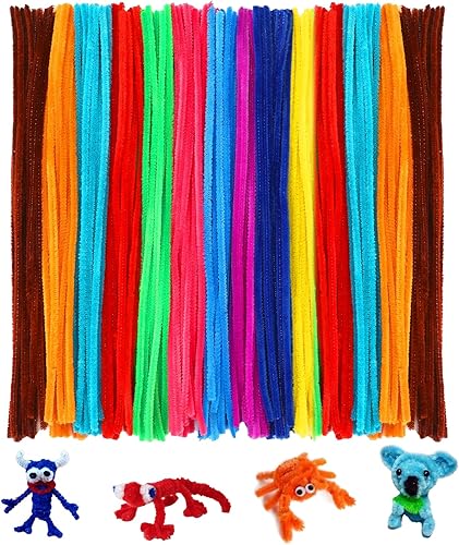 FirstKitchen Limpiapipas para manualidades, 100 unidades, 10 colores, limpiador de tuberías para manualidades, 0.23 x 12 pulgadas, tallos de