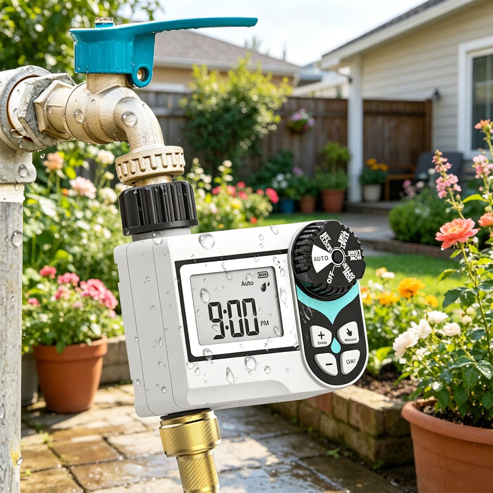 Intelligenter Schlauch Timer mit Regenverzögerung, Messingkonstruktion für Gartenbewässerung, programmierbare Wasseruhr, automatische Pflanzenbewässerung, Strukturtropfen, Bewässerungsuhr,