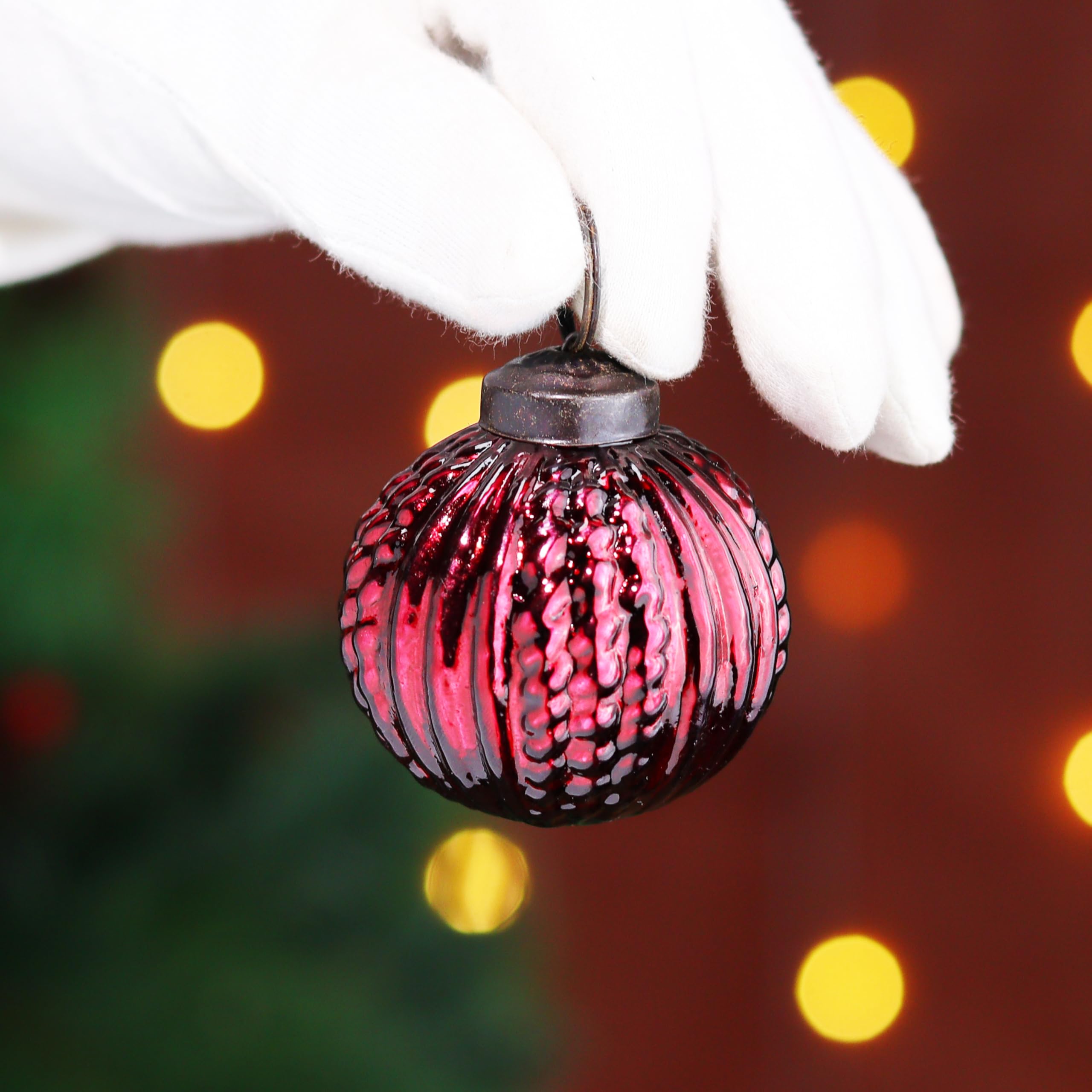 IndianShelf 12 große Vintage-Weihnachtsschmuck, Weinrot, einzigartige Quecksilber-Glas-Weihnachtskugeln für Weihnachtsbaum, Halloween, Neujahr, Valentinstag, Feiertage, Event und Hochzeit