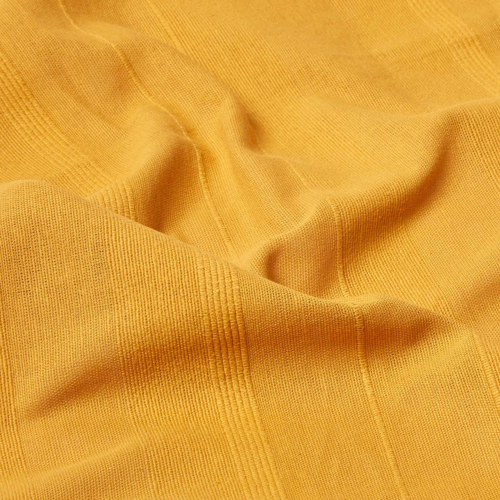 HOMESCAPES Plaid canapé en Coton, Jeté de lit ou de canapé tissé Main - Rajput - Jaune Moutarde - 225x255 cm