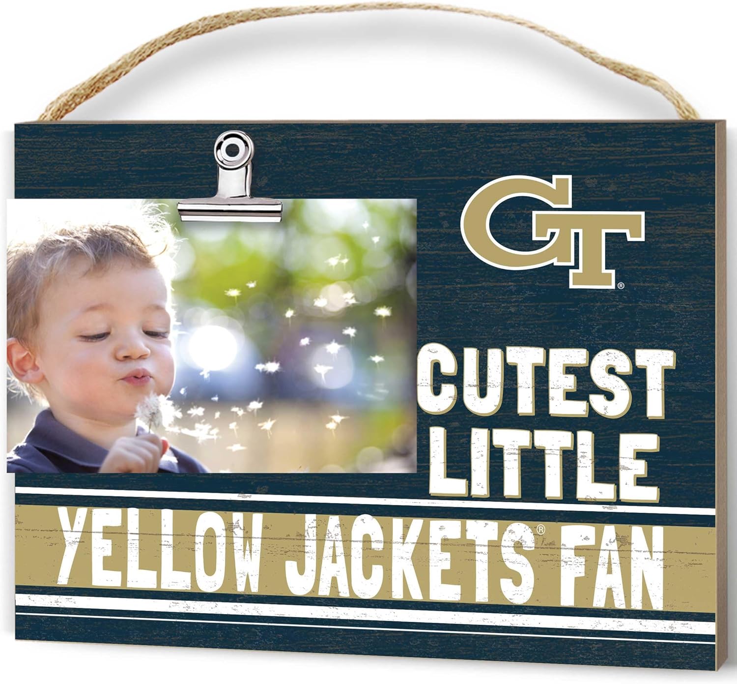 KH Sports Fan Team Color Cutest Little Georgia Tech Yellow Jackets Fan Clip Photo Frame, Georgia Tech Baby Gifts and Decor; Display Your Team Spirit with This Georgia Tech Picture Frame