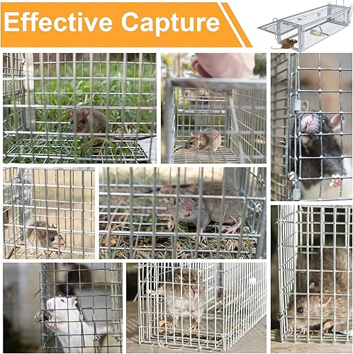 Miniatura 2 de Trampa para ratas, trampas para ratones grandes de 2 puertas que funcionan para interiores del hogar y exteriores, trampa para roedores pequeños,