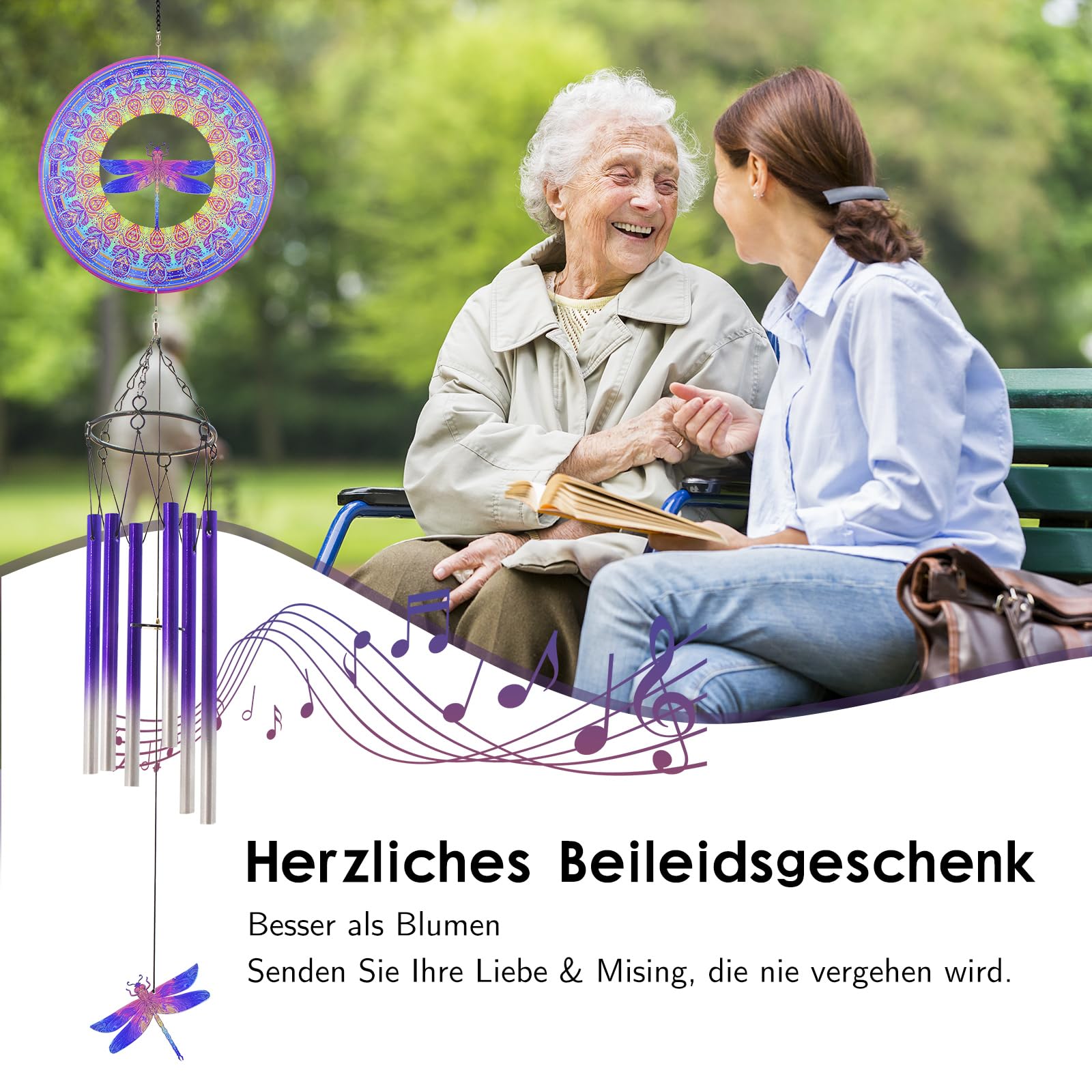 Windspiel mit Libelle Wind Spinner, Geschenke für Männer, Frauen, Ruhestand, Lehrer, Eltern - Outdoor Hanging Decor Clearance für Garten, Terrasse, Hinterhof oder Veranda