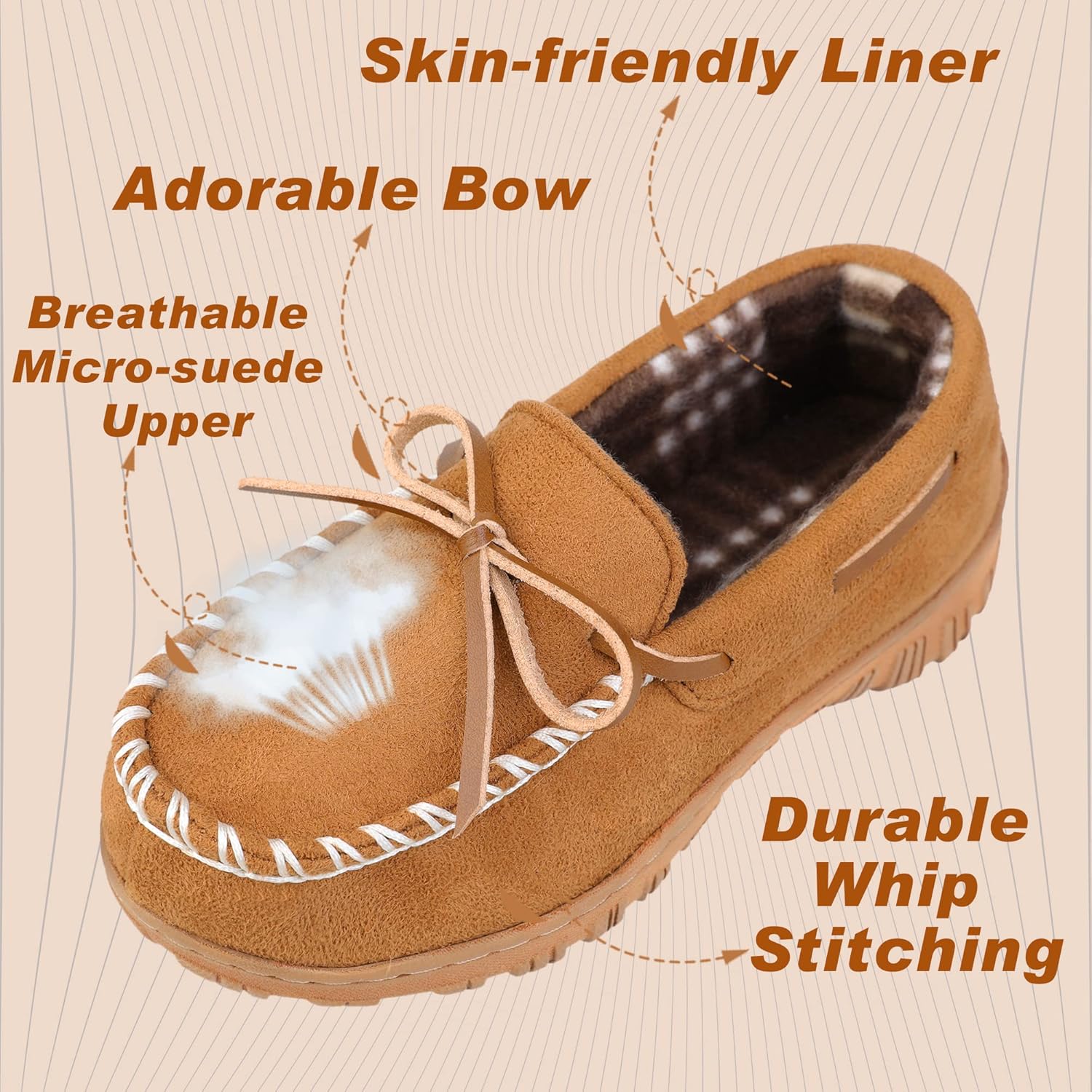 Boys House Slippers Memory Foam Moccasin Shoes Furry Plush Lining Non Slip Indoor Outdoor Boys Slippers for Big Kids Little Kids - Image 3