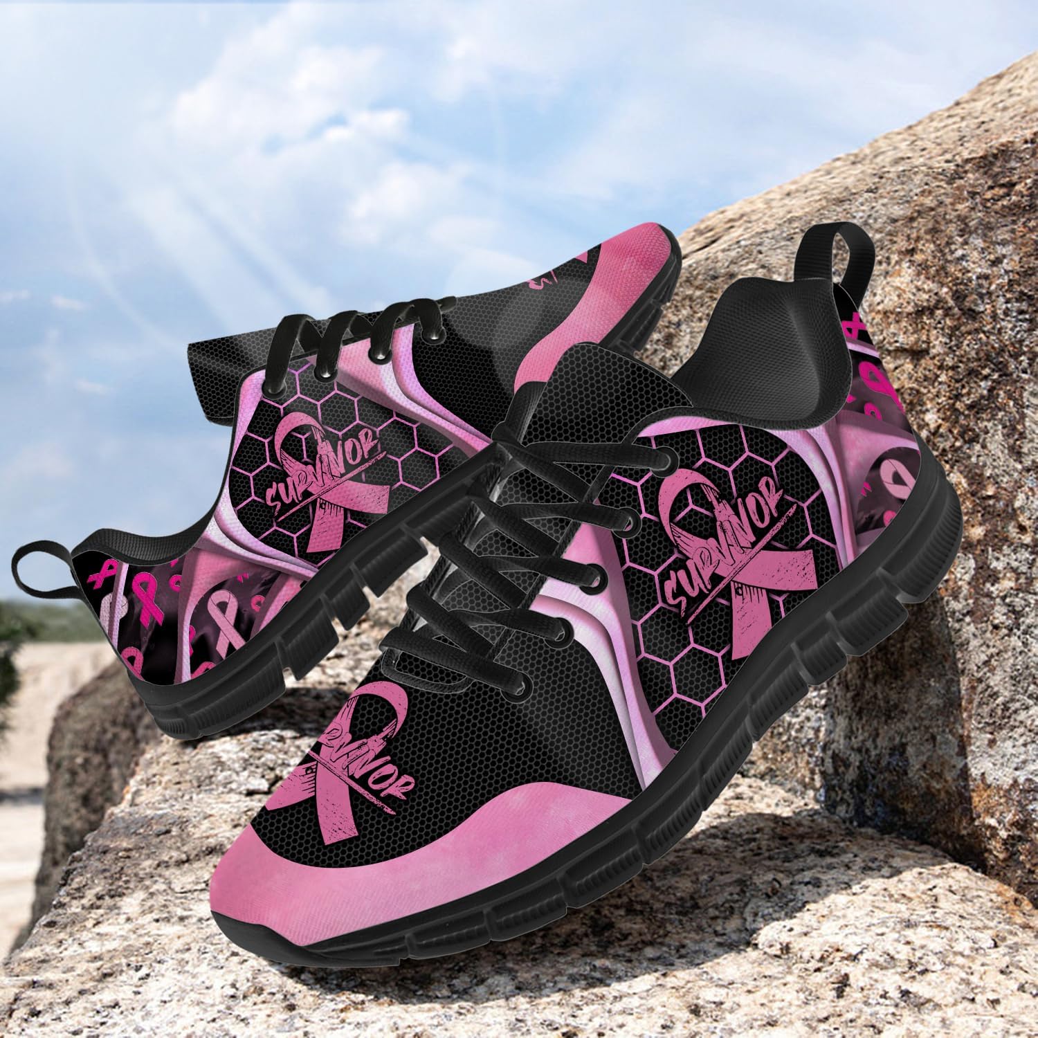 Generic Breast Cancer Awareness Shoes for Women Tennis Shoes 3D Print Sneakers Gifts for Ladies