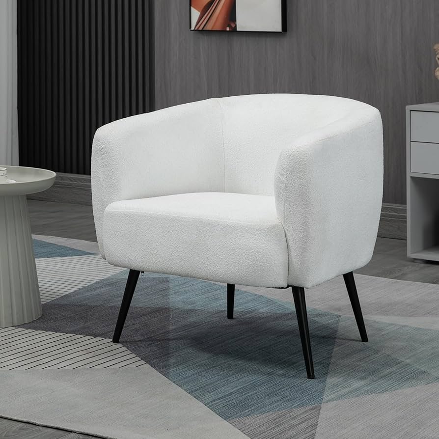 Modern Upholstered Fabric High Back Accent Chair With Wood Legs Upholstered Single Sofa Club Chair For Living Room Bedroom