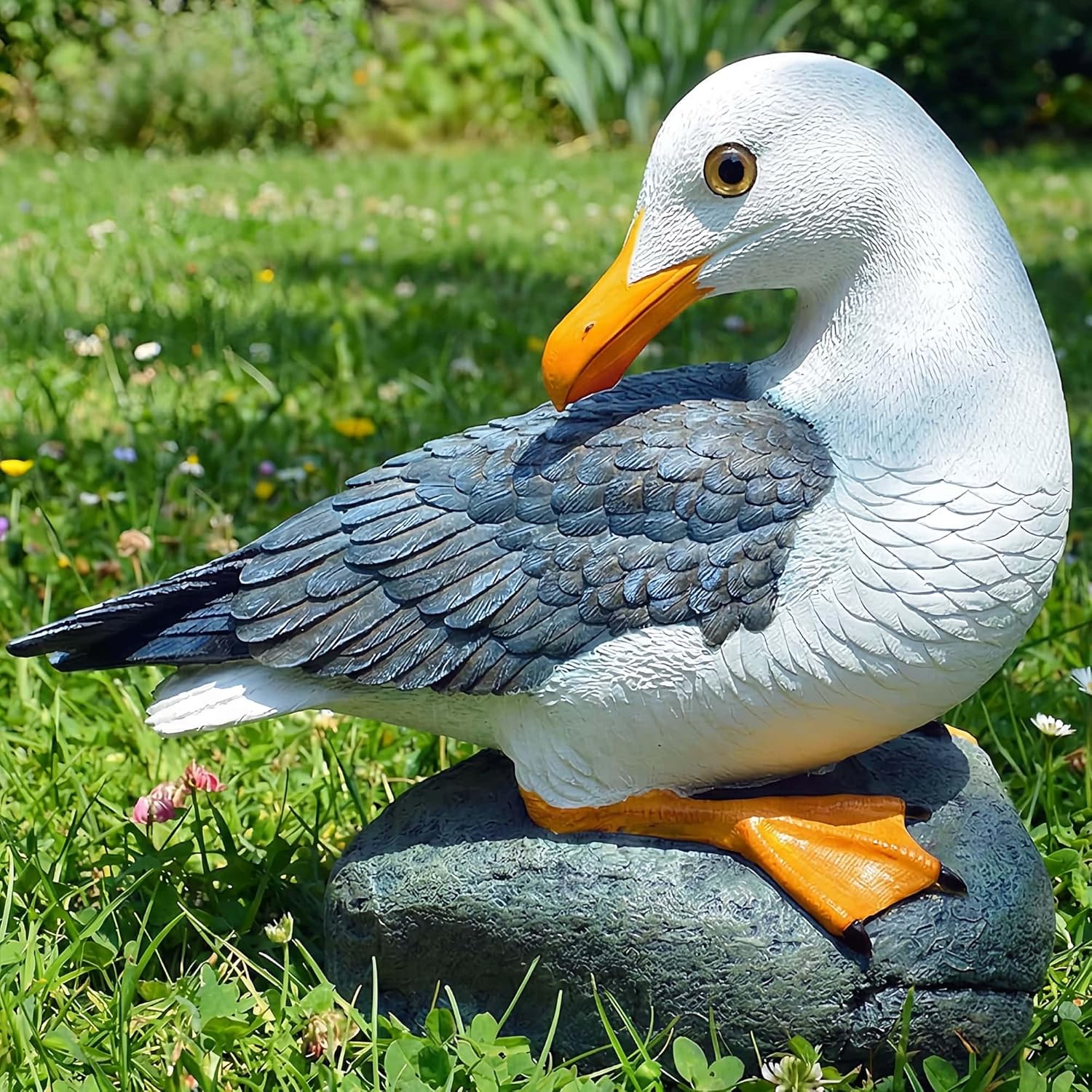Real Seagull Outdoor Statue,Garden Bird Sculpture,Beach Statue Decor,Resin Animal Seabird Ornaments,Coastal Beach Decor for Outdoor Table Decor for Garden,Terrace,Lawn,Yard