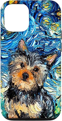 Funda para iPhone 1212 Pro Yorkshire terrier Starry Night Cute Yorkie Dog Art by Aja
