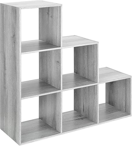 Miniatura 8 de Whitmor Organizador de almacenamiento de 6 cubos, estantería apilable de madera MDF de 3 niveles, estantería de almacenamiento abierto, gabinete de