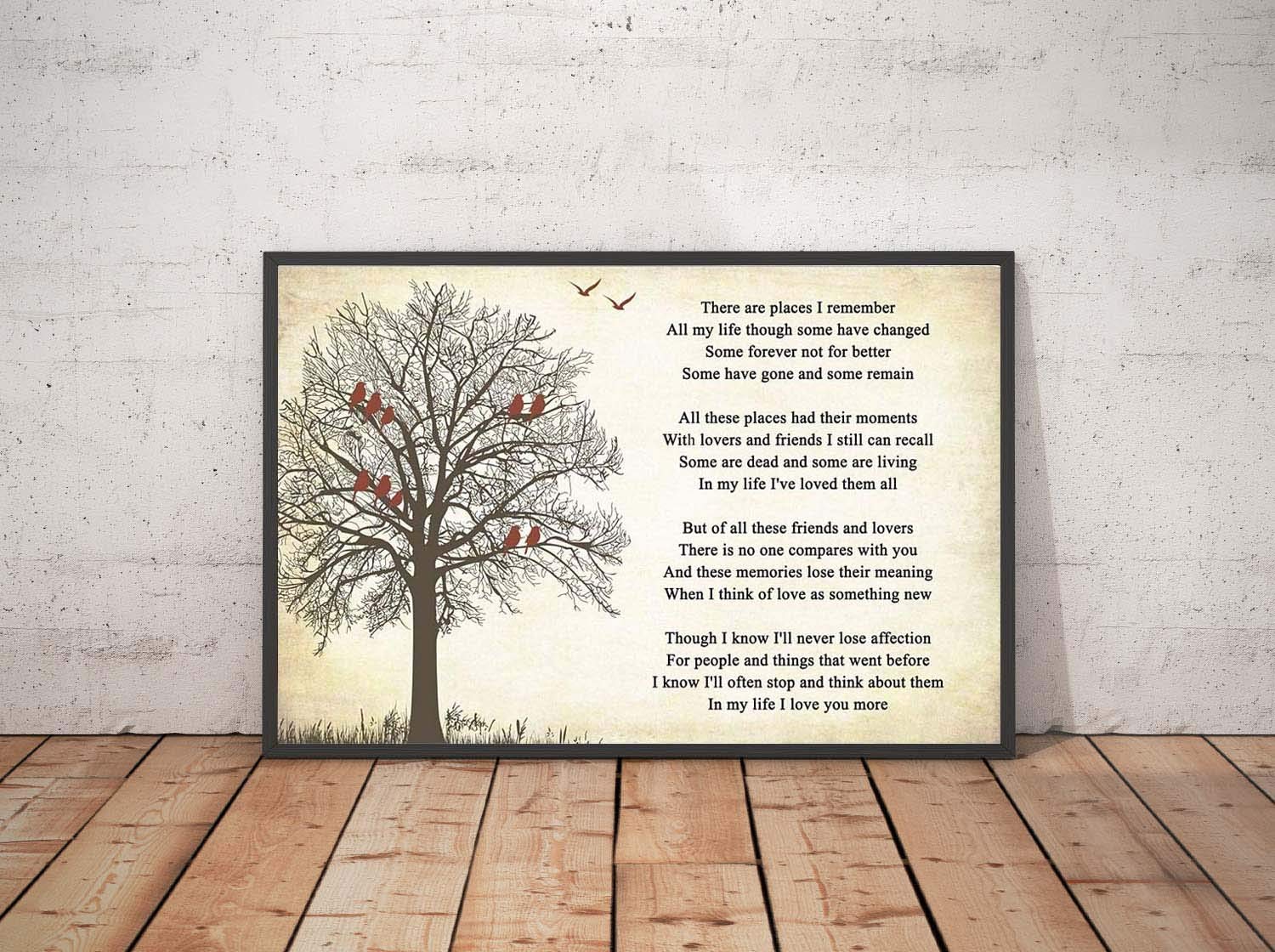 Kalistamao In My Life Lyrics Poster Print Lyric Quote Wall Art Valentine Gift Framed 14x11in Buy Online In Grenada At Grenada Desertcart Com Productid