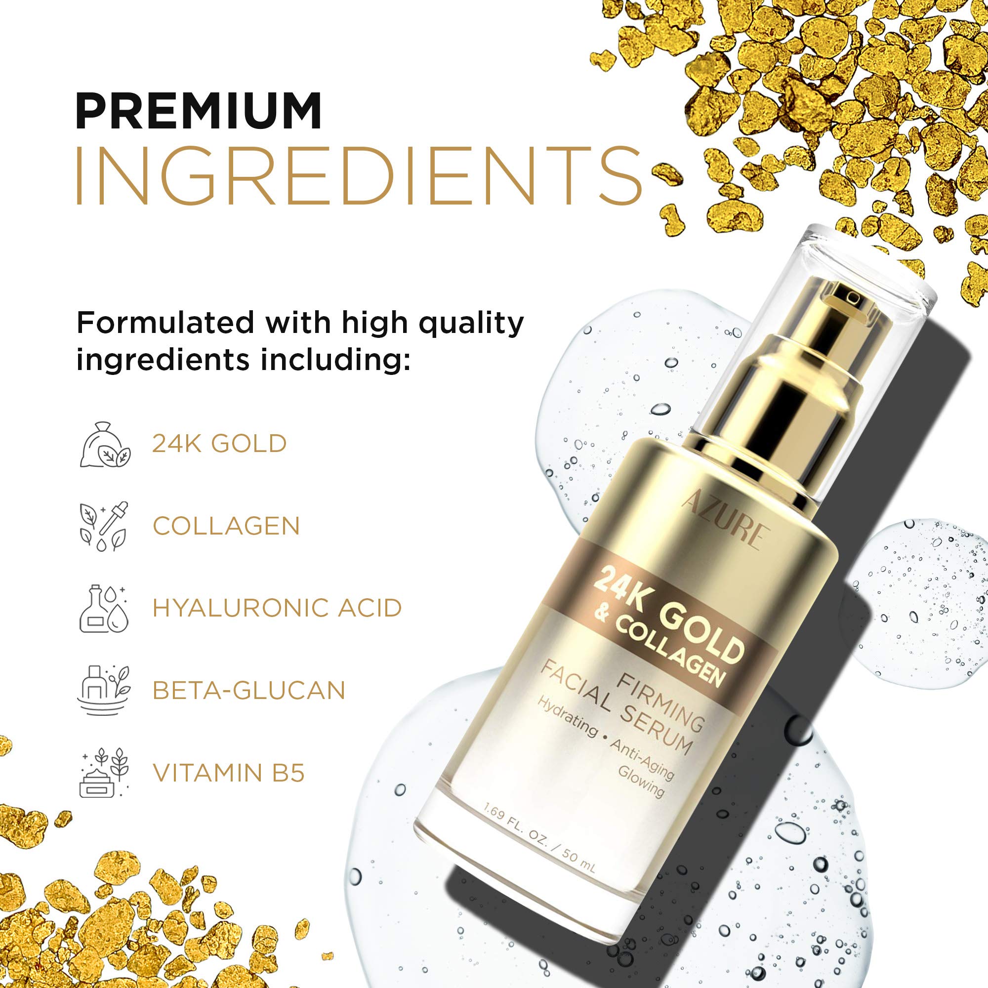 Amazon.com: AZURE 24K Gold & Collagen Firming Facial Serum