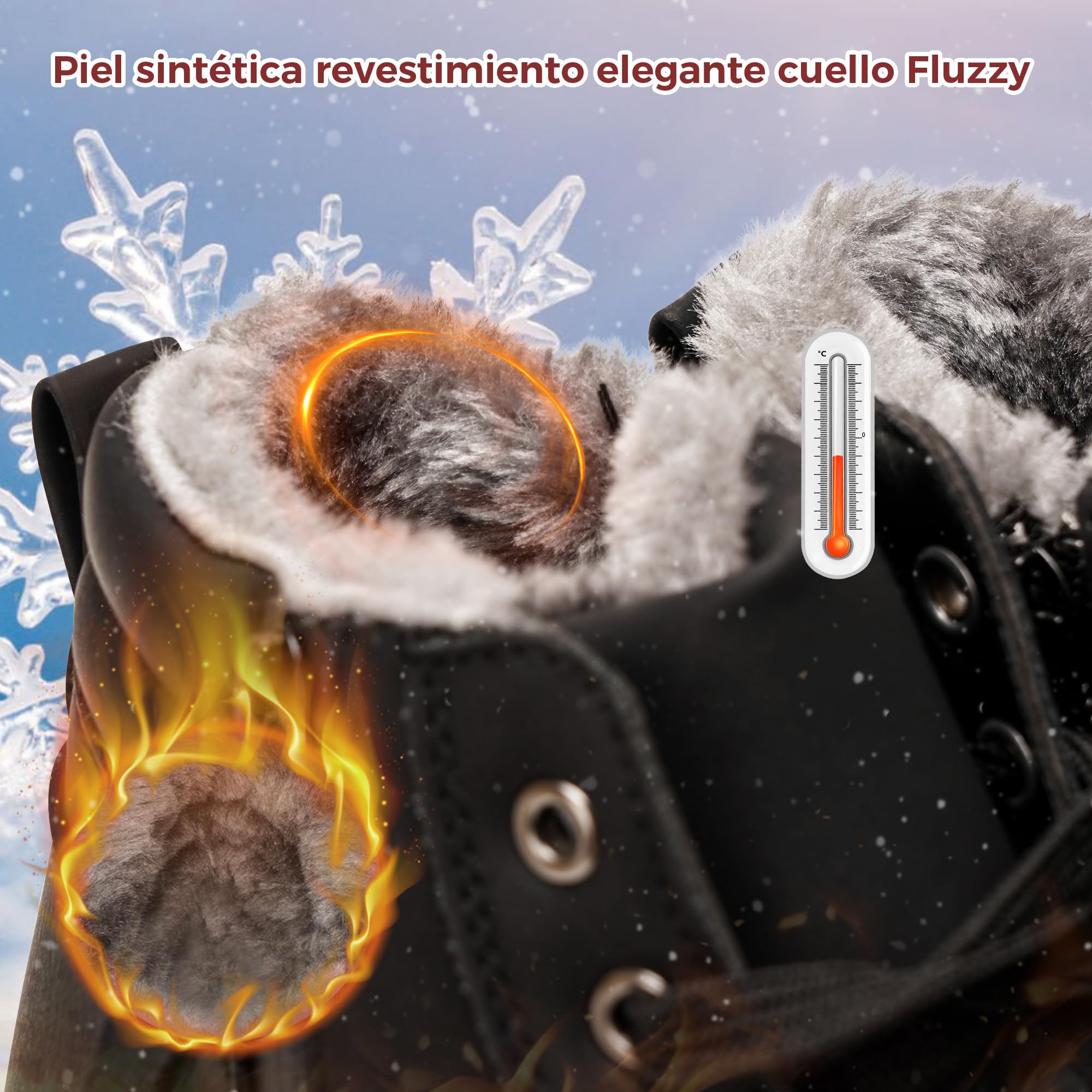 GLAMORA Calde scarpe invernali da donna foderate in pelliccia sintetica - Stivaletti da neve alla caviglia con lacci, sneakers alte antiscivolo per camminare, lavorare, arrampicarsi, ecc.