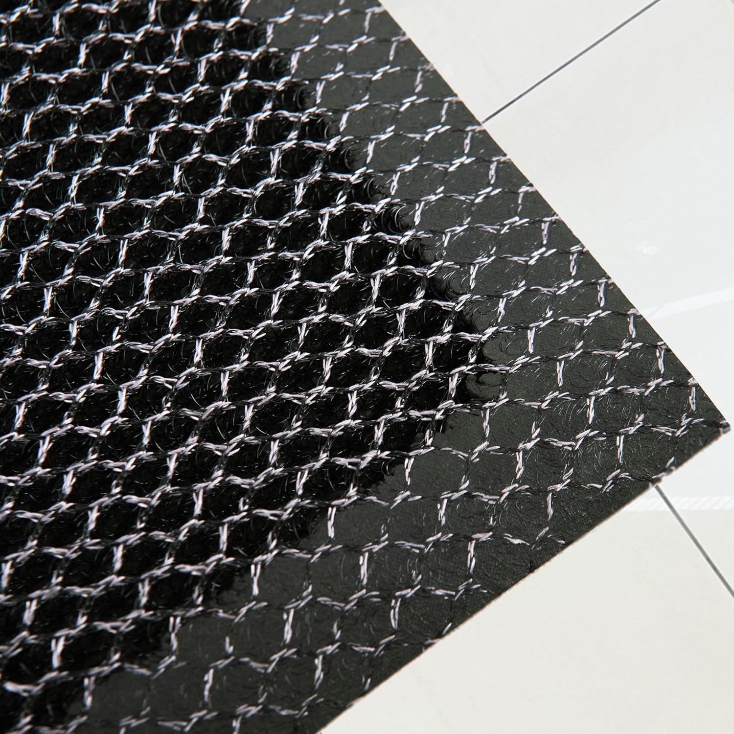 ULTRALUX Non-Slip PVC Mesh Door Mat, Heavy Duty 3D Dirt Trapper Doormat, Indoor Outdoor Dirt Barrier Scraper Entrance Mat for Front and Back Doors 24” x 16” Metallic Gray & Black Entry Rug