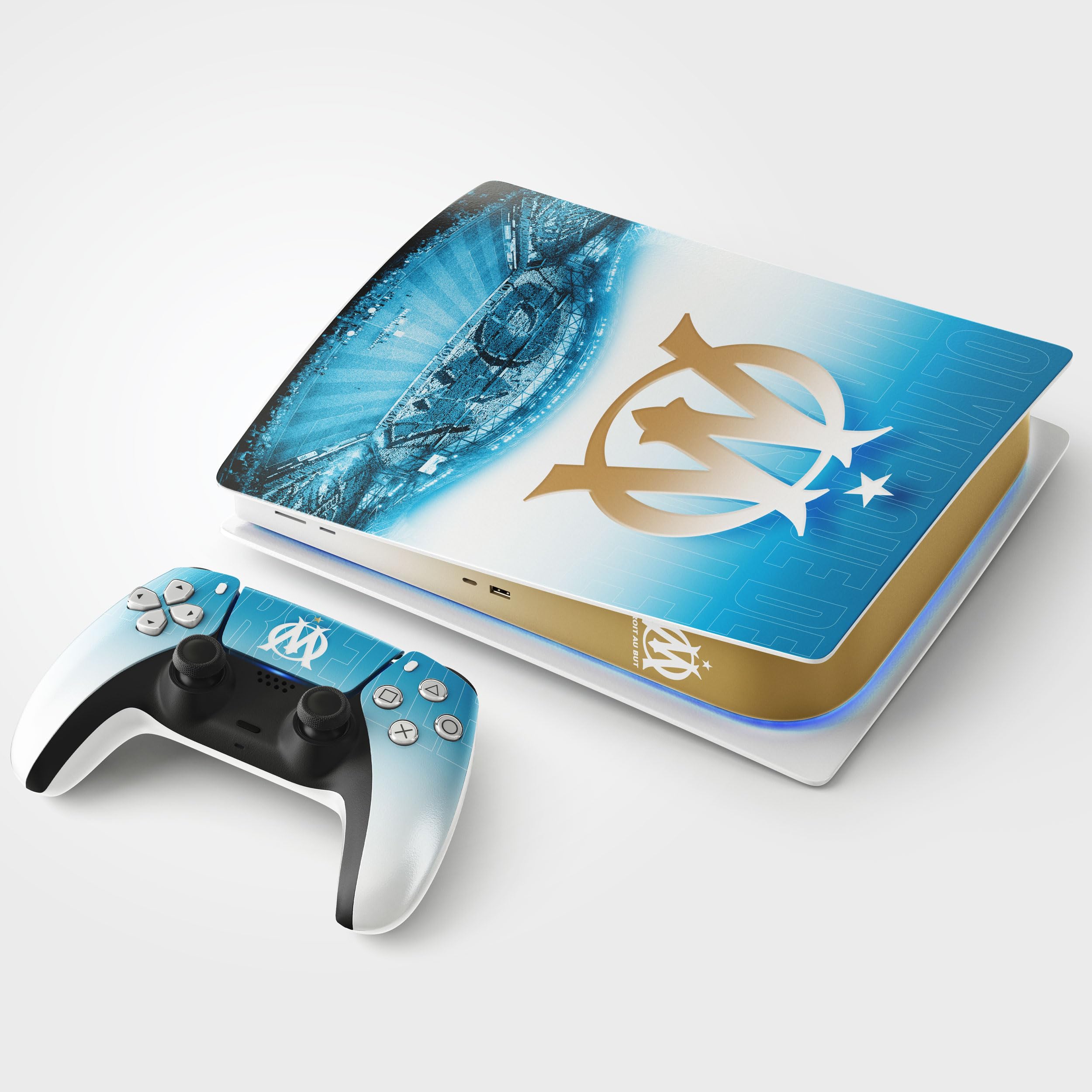 Sticker PS 5 Foot, Autocollant pour pour PS 5 Foot, Console et Manette, Edition Standard Digitale, Skin Marseille PS 5 (1 Manette)