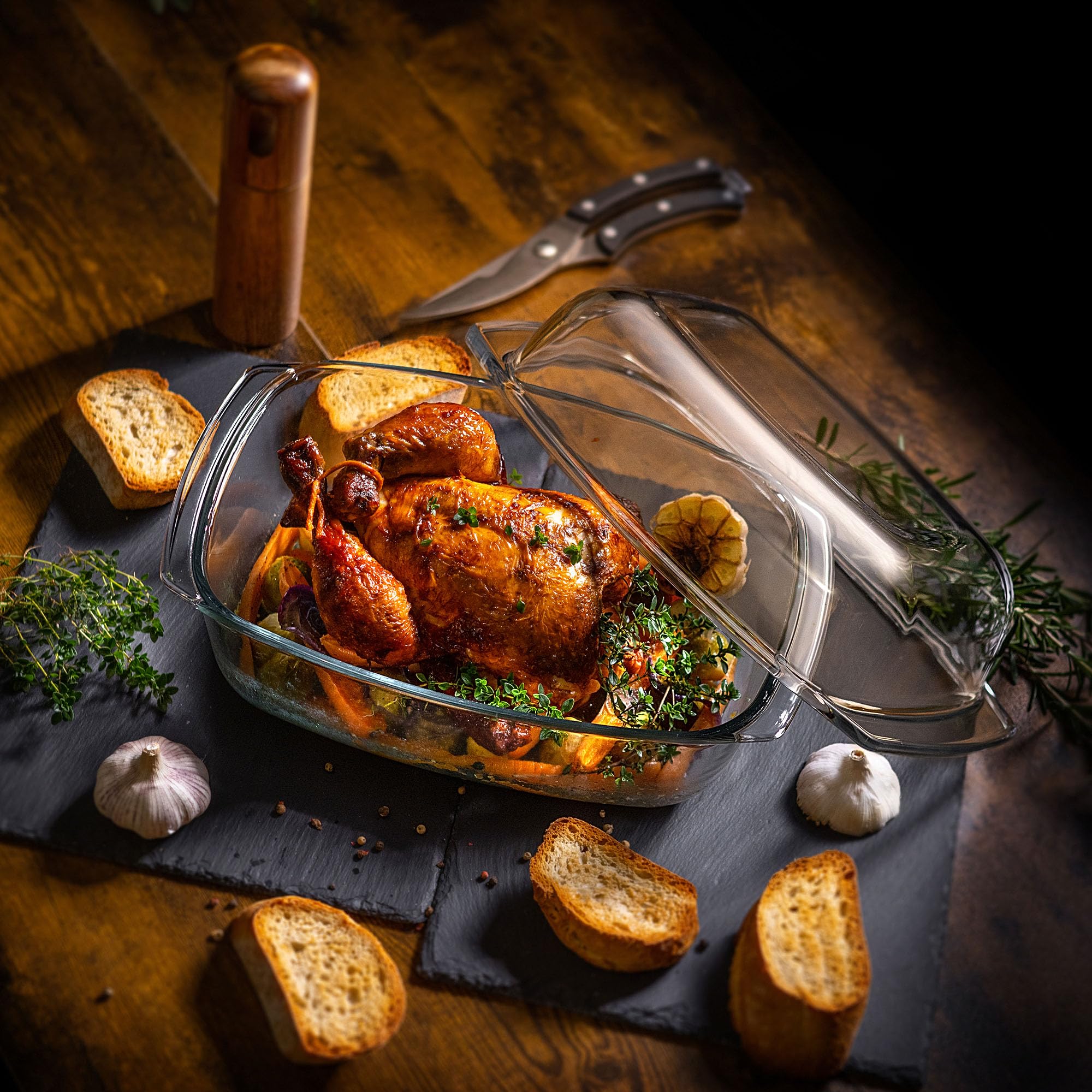 KADAX Bacella Trasparente Vetro Resistente al Calore, Contenitore ignifugo per Lasagne, stufato di Verdure, torrefazione in Vetro per arrostire, Forno (Rettangolare, 7L)
