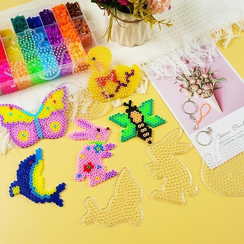 Miniatura 8 de Allazone Paquete de 22 tableros de cuentas fusibles de 0.197 in, tableros de clavijas de plástico transparente con 6 pinzas de cuentas blancas, 10