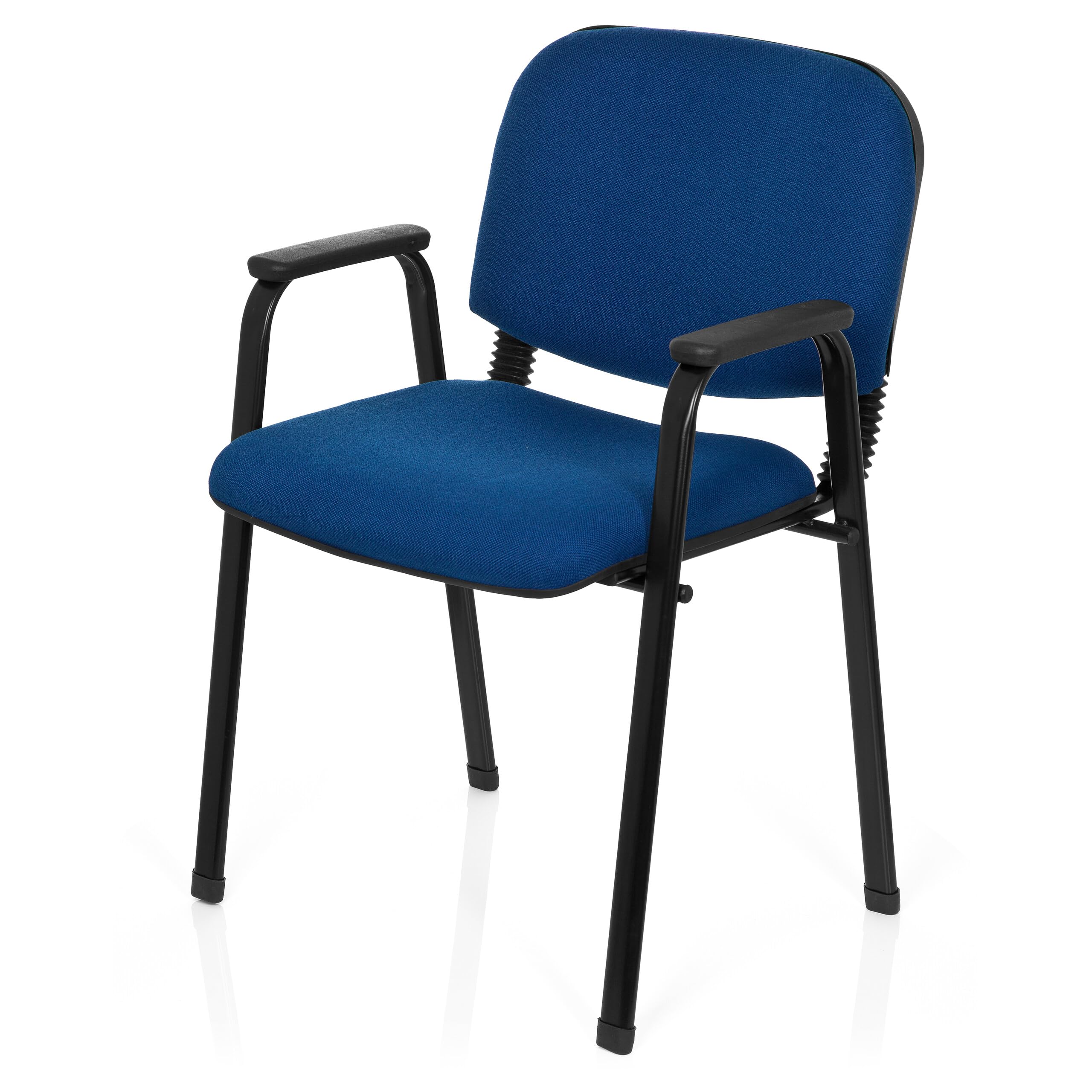 HJH Office 704341 Sedia visitatore XT 650 Fabric Blu Sedia da conferenza imbottita con braccioli, impilabile