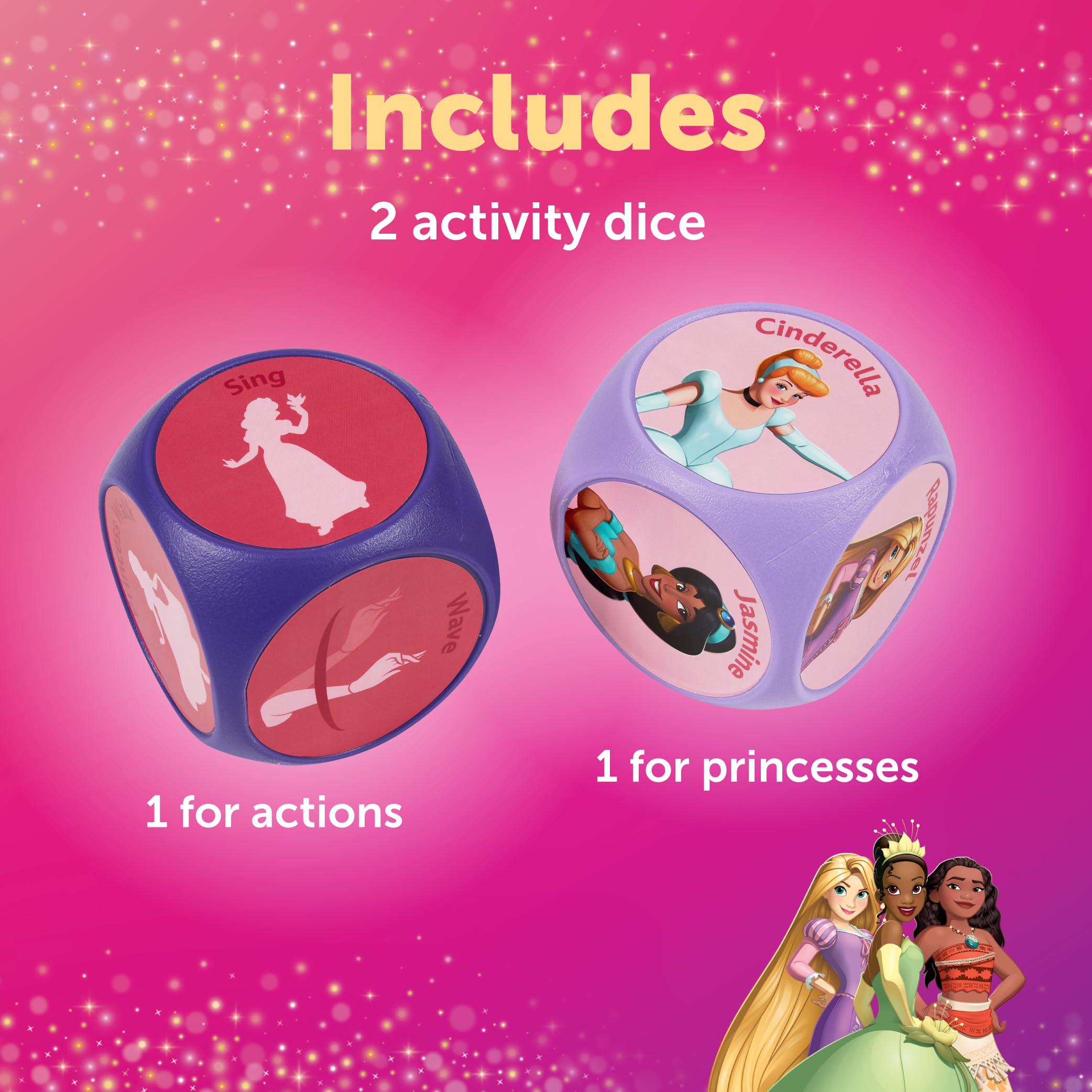 Disney Princess Dice Imagination Act Out The Action Game | Noche de juegos familiares para todas las edades | Diversión creativa y atractiva para todos, con princesas de Disney con 36 combinaciones