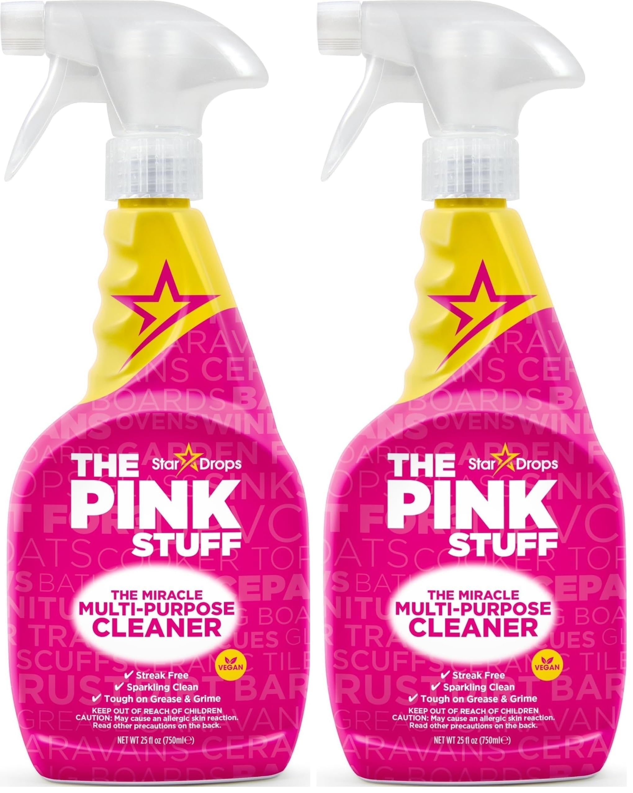 Stardrops The Pink Stuff Miracle Multi-Purpose Cleaner – Removes Grease, Grime, and Stains on Kitchens, Bathrooms, Floors, and More, 25 fl Oz (Pack of 2)