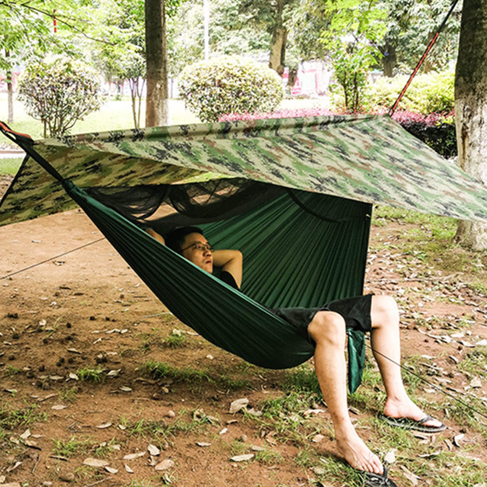 amaca da campeggio, Tenda da viaggio 3 in 1 260 cm x 140 con rete e telo tenda per 2 persone capacità di carico 200 kg ultraleggera traspirante