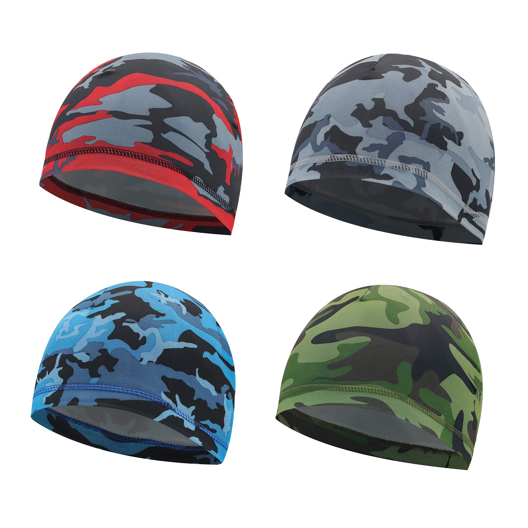 BEISIJIA 4 Pcs Under Helmet Skull Cap Breathable Quick Dry Cycling Beanie Hats Outdoor Sports Headwear for Running Cycling Motorcycle