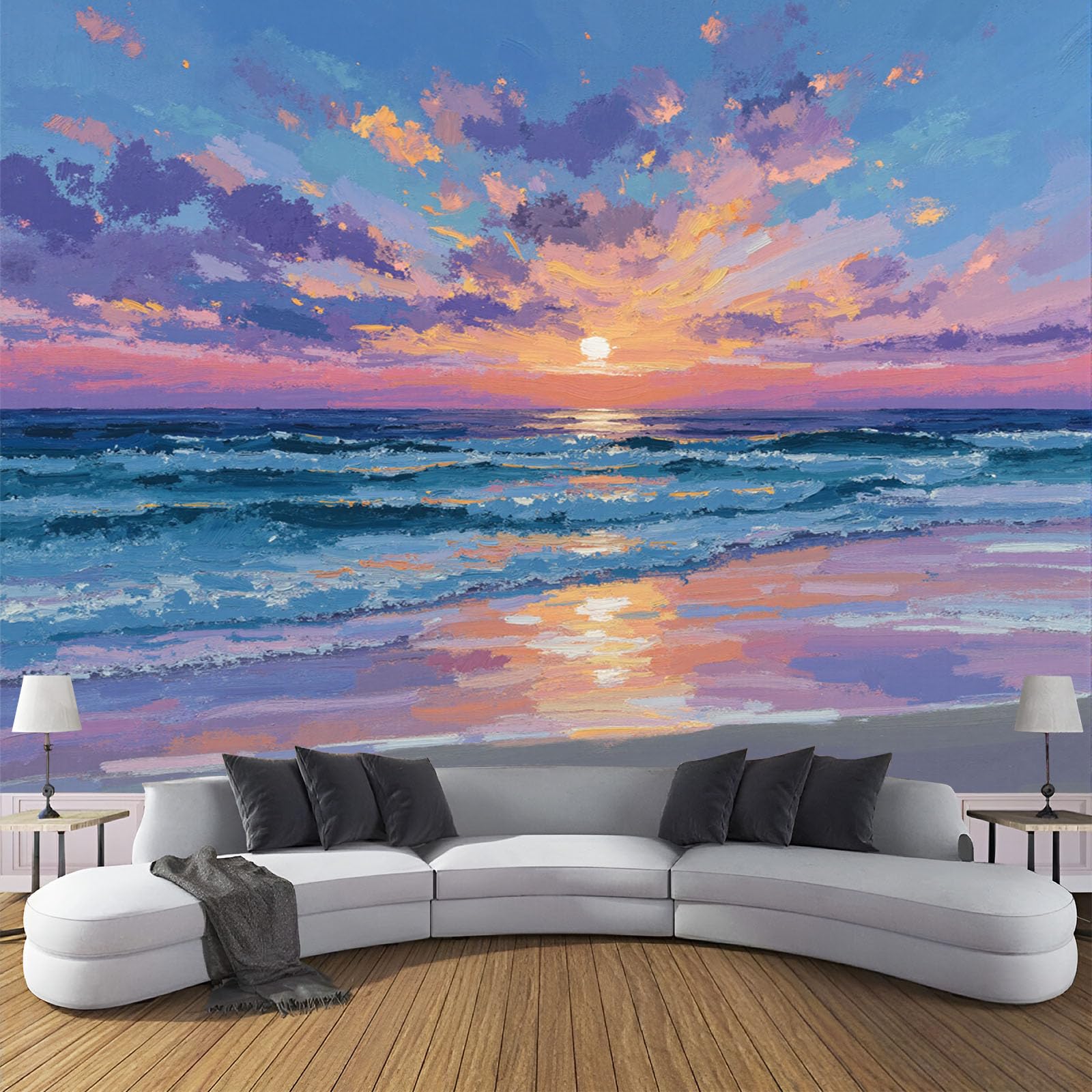 Papier peint peinture abstraite océan grand format 350x256 cm style artistique