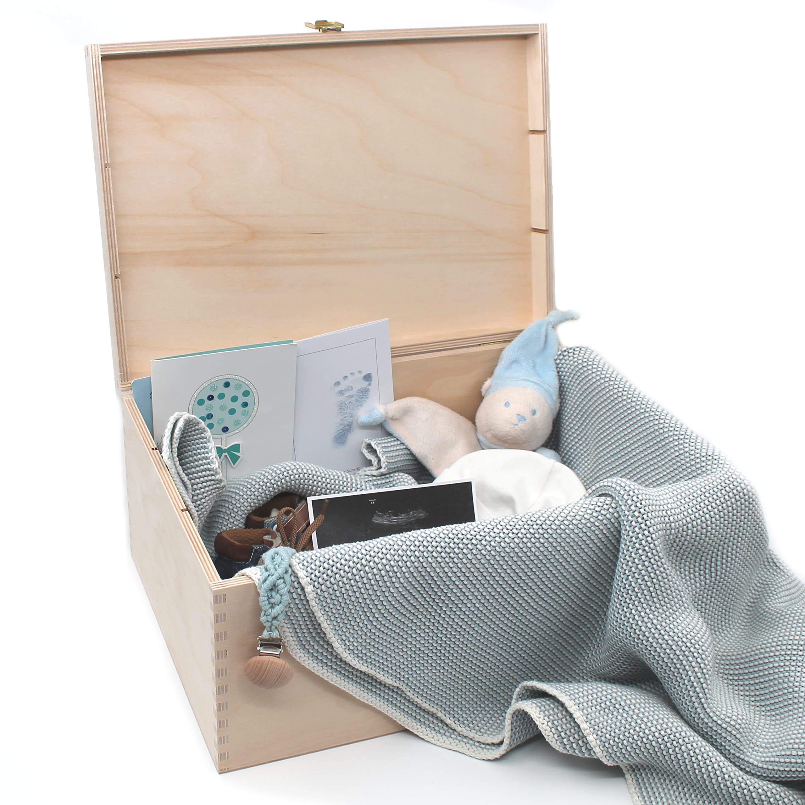 Generisch Personalisierte Erinnerungsbox Erinnerungskiste Baby Holzkiste mit Name Aufbewahrungsbox Geschenk zur Geburt Taufgeschenk Babygeschenk Geburt (XXL mit Klappdeckel)