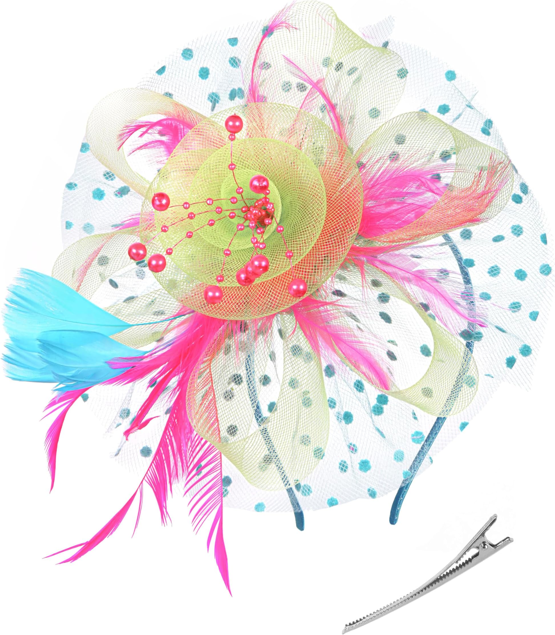 ZivyesFascinators Hats for Women Tea Party Hat Kentucky Derby Hat Wedding Headpiece Feather Mesh Hair Clip