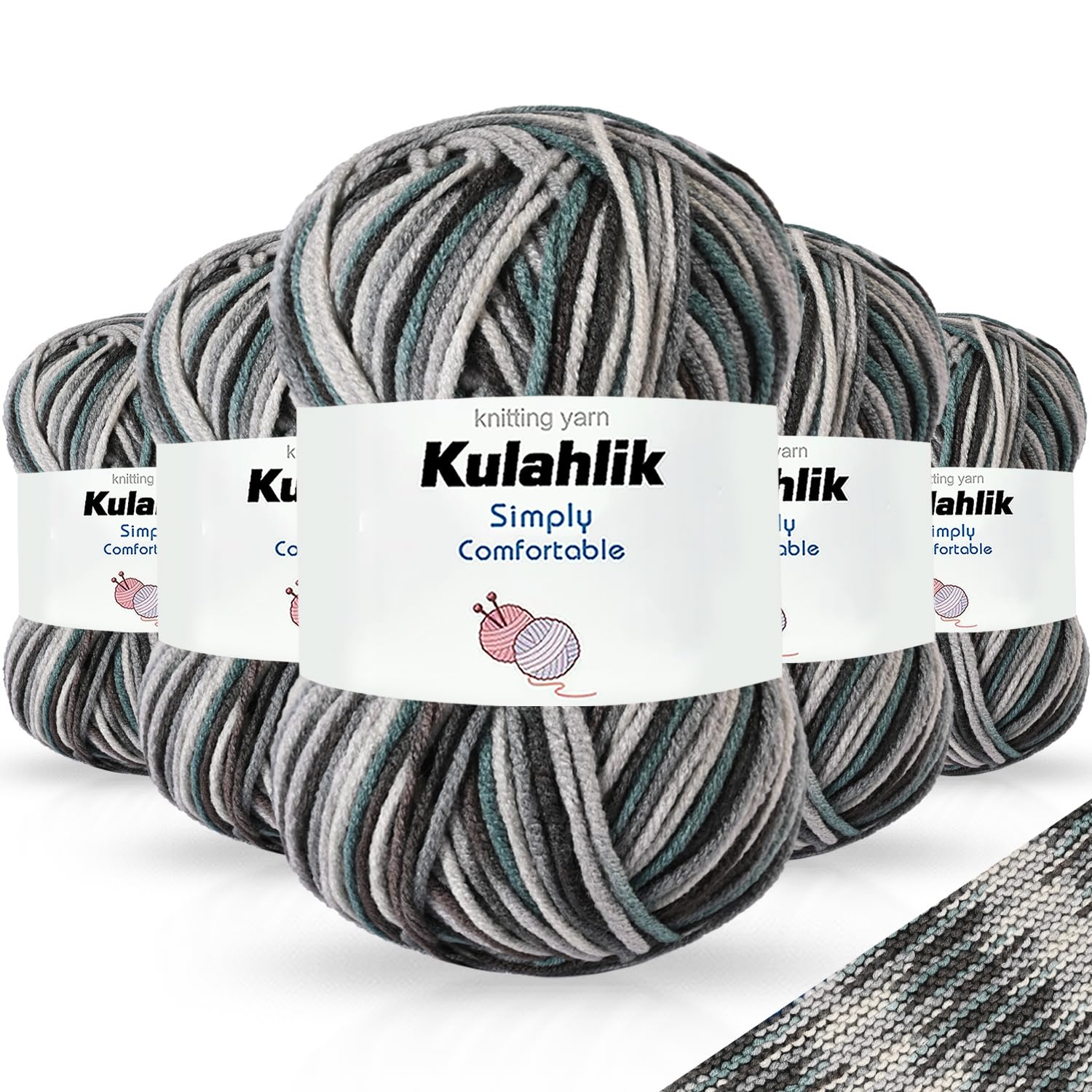 250g(5x50g) Acrylic Yarn for Crochet/Knitting, Colorful Gradient Yarn Thread, 5 Rolls Skeins, Perfect for Any Knitting Crochet and Crafts Mini Project — view 10