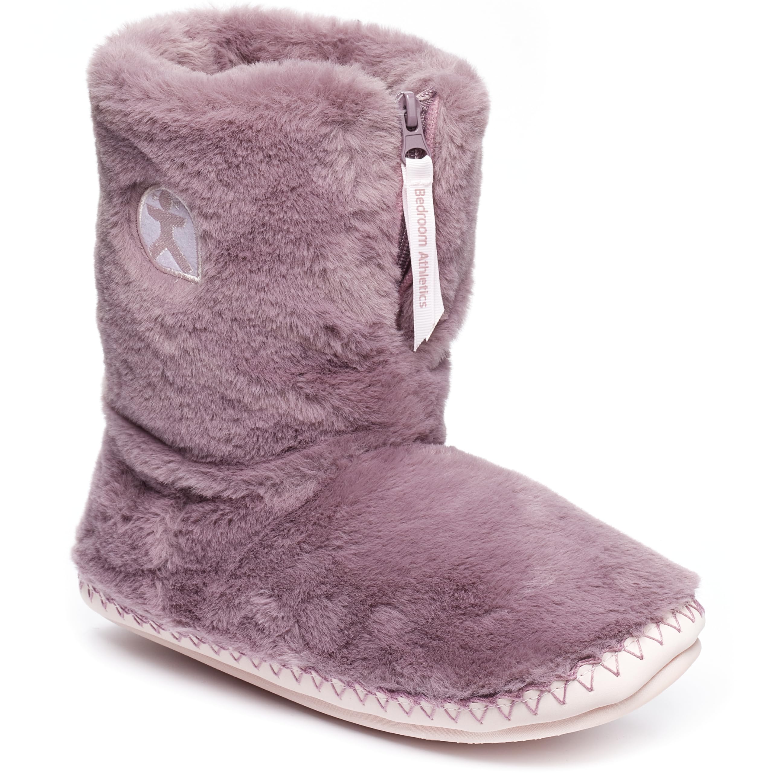Bedroom Athletics Womens Monroe Faux Fur Slipper Boot Soft Warm Zip  Fastening Memory Foam Durable Machine Washable