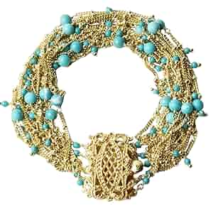 Amazon | Mani・Mani 天然石 ターコイズ K18ゴールドメッキ 5連