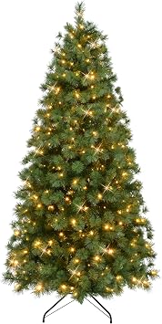 Puleo International 7.5 Pre-Lit Artificial Colorado Pine Christmas Tree with 300 Dual Function LED Lights