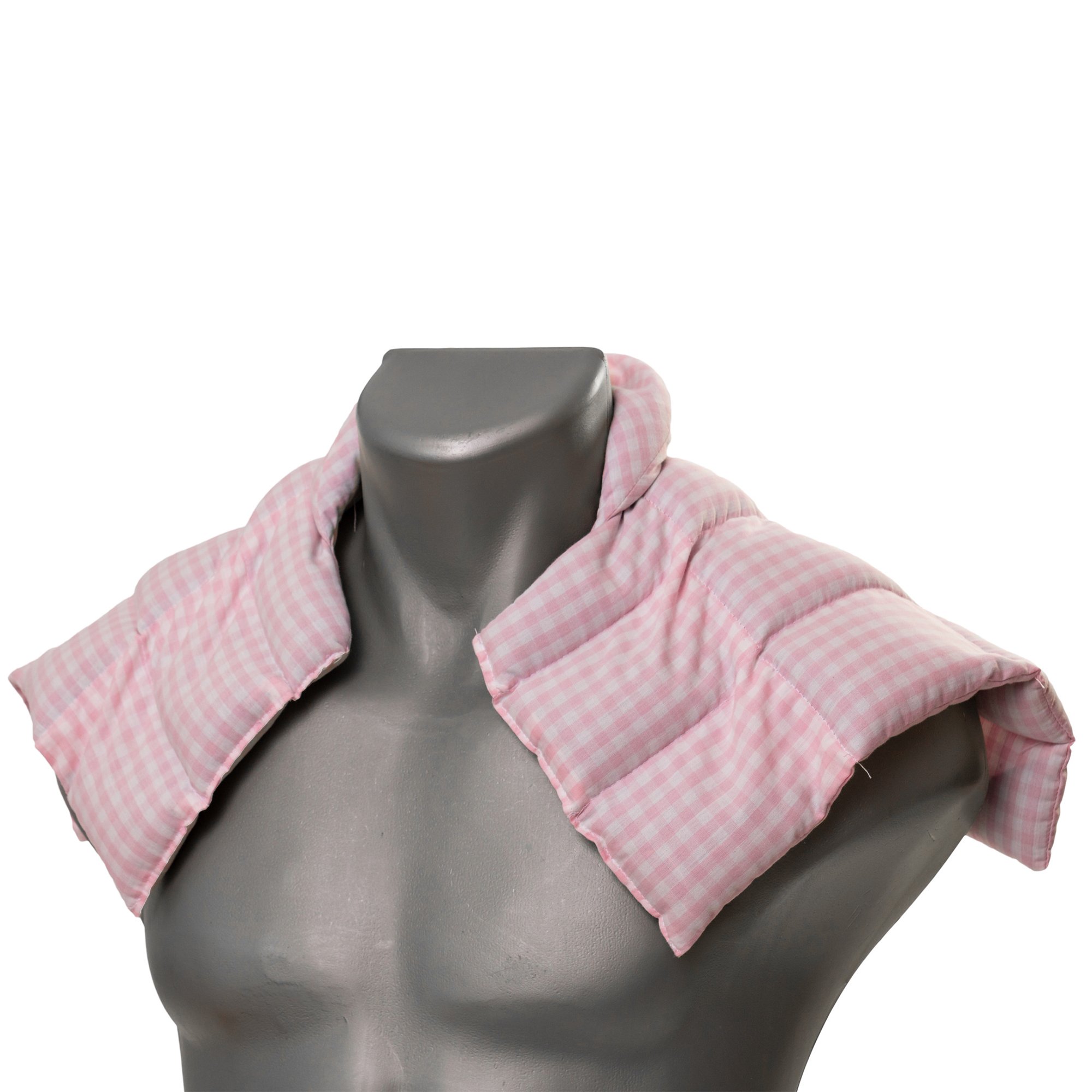 Cuscino termico cervicale XL per collo, spalle e schiena - Cuscino termico con semi di uva - rosa-bianco - Cotone bio/organico