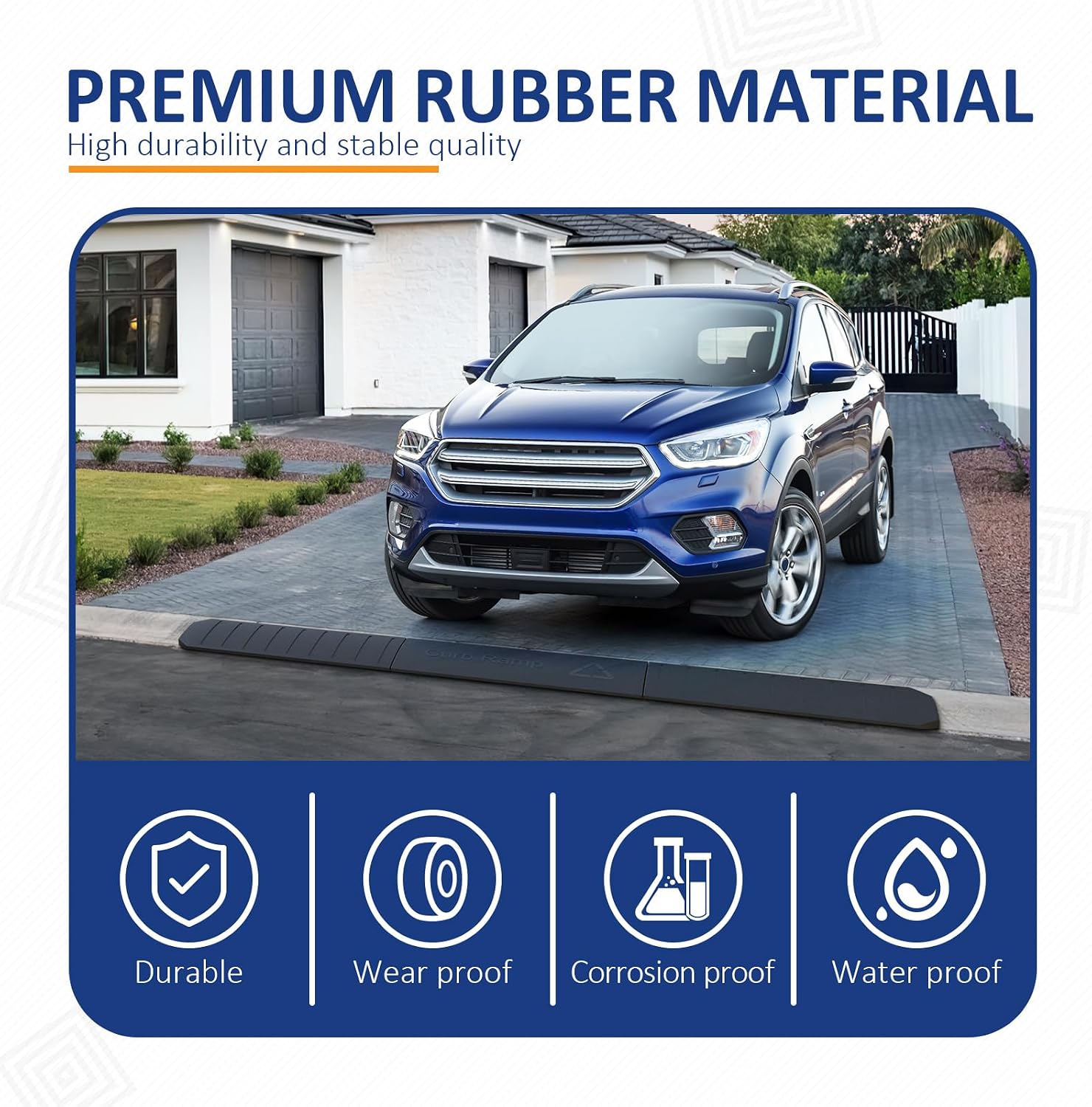 PENSUN Driveway Expandable Curb Ramps, 3 Pack Heavy Duty Rubber Threshold Ramps Set, for Loading Dock, Garage, Sidewalk, Truck, Scooter, Bike, Motorcycle & Wheelchair / 32000lbs Capacity