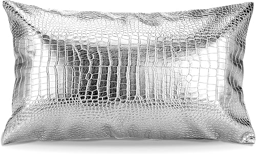 Artscope Fundas de almohada para sofá, decoración del hogar, cocodrilo teñido liso, piel sintética, ambos lados, 16 x 16 pulgadas, 15.7 x 15.7 in