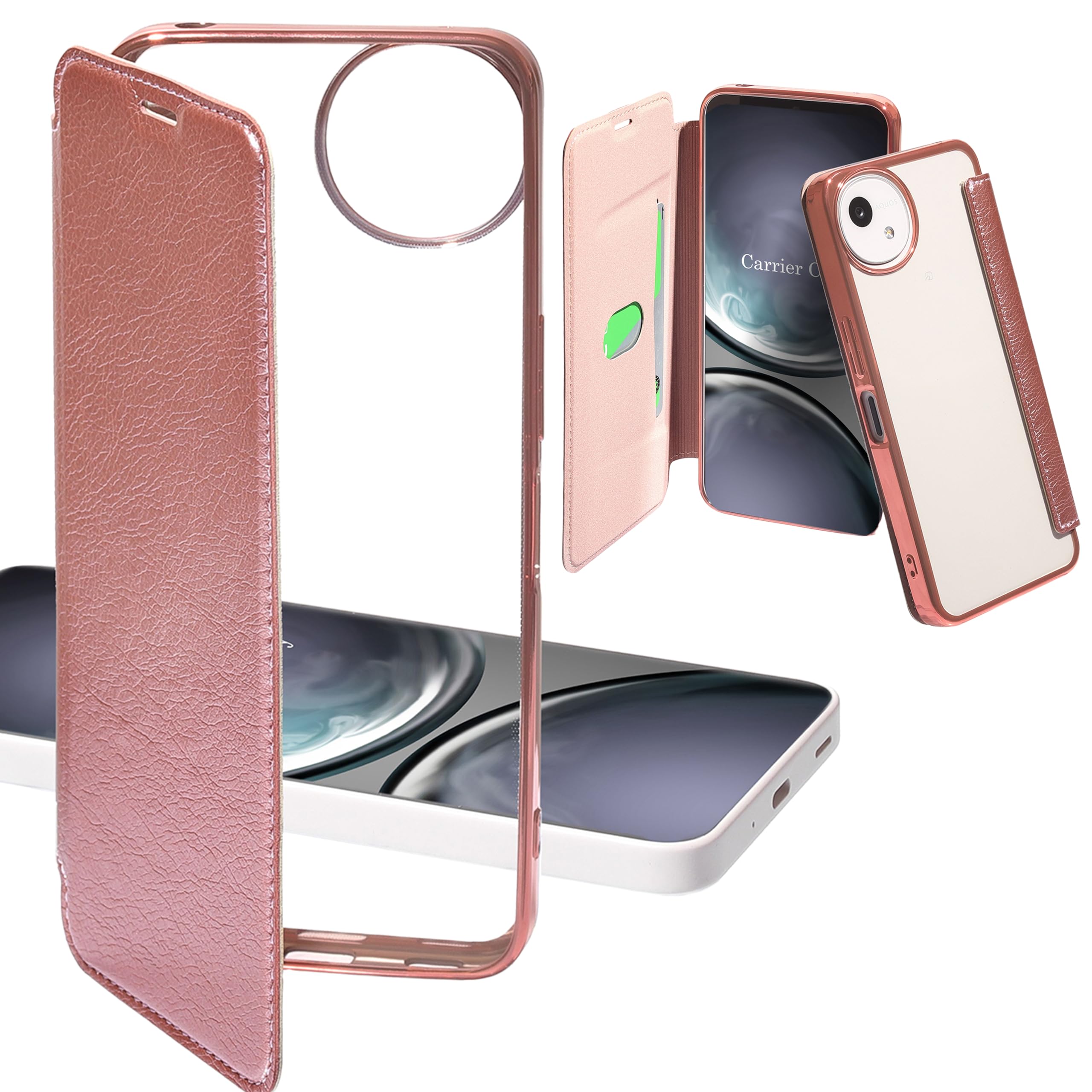 Amazon.co.jp: Carrier-City AQUOS wish5 ケース 手帳型 クリア 薄型