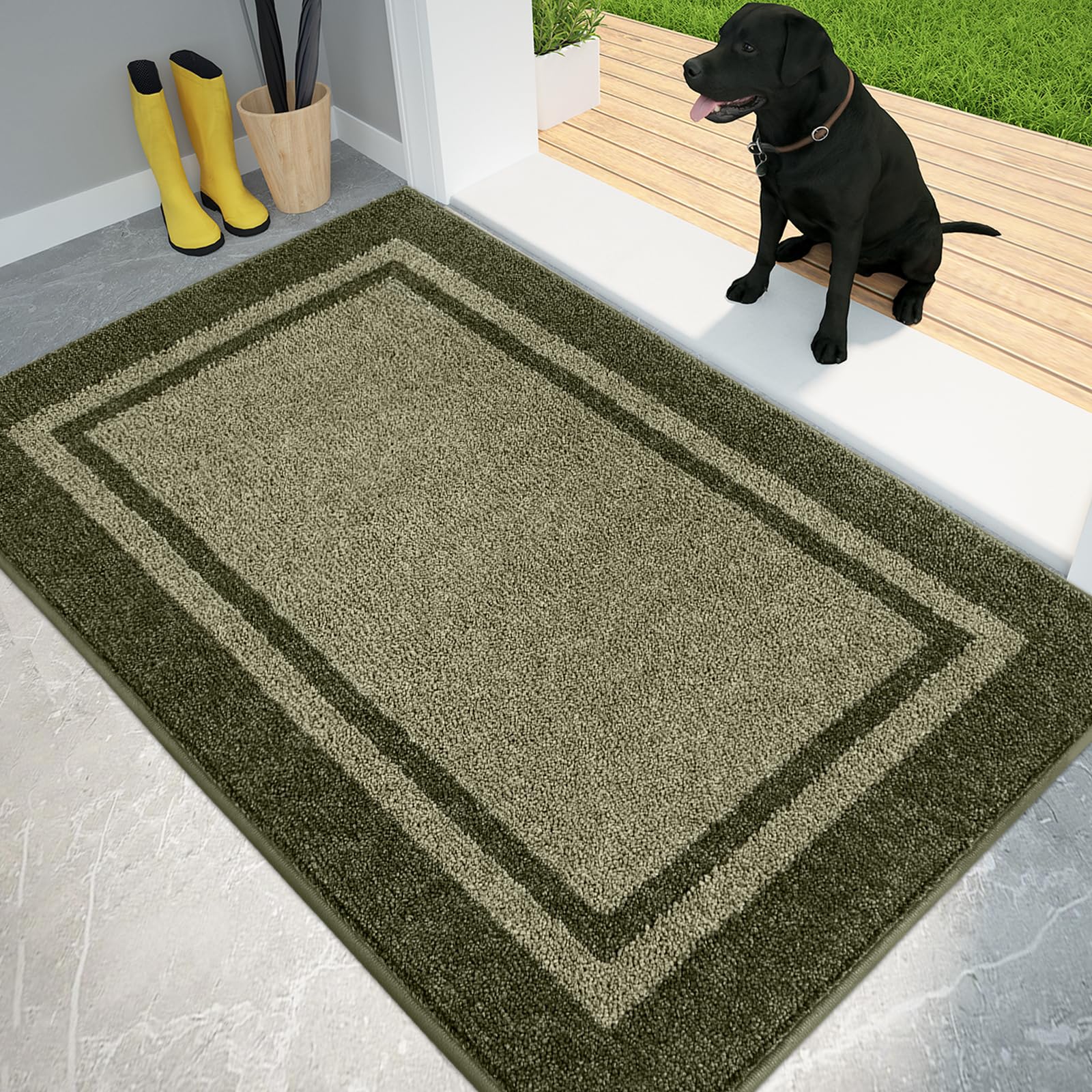 PURRUGS Dirt Trapping Door Mat 34" x 60", Non-Slip Machine Washable Entryway Rug, Entrance Mat, Indoor Front Door Mat, Super Absorbent Entry Rug for