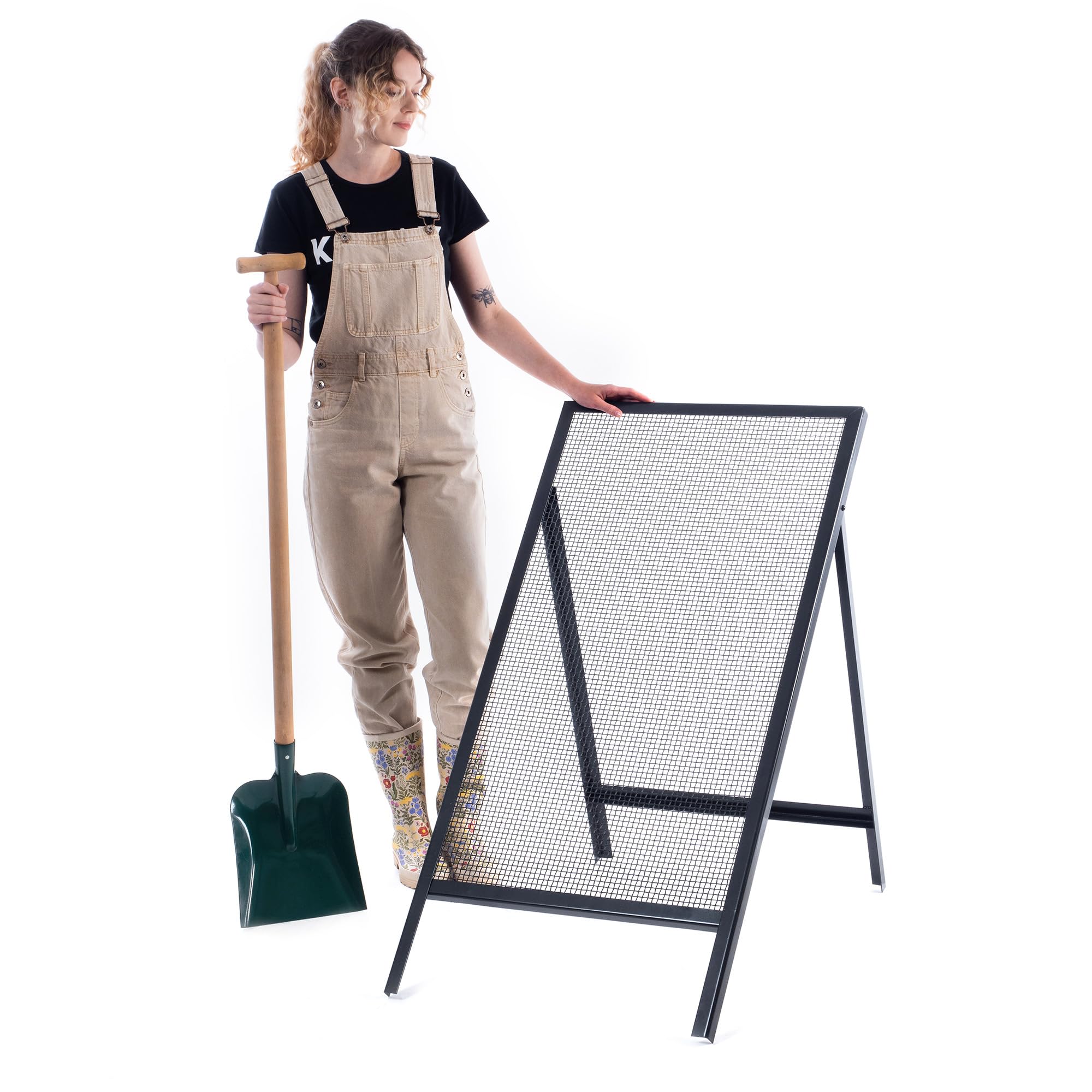 KADAX Colador de acero, rejilla de alambre de acero, colador de acero, colador de arena, colador rectangular para arena y compost, tierra y piedras (tamaño de la malla: 0,8 x 0,8 cm)
