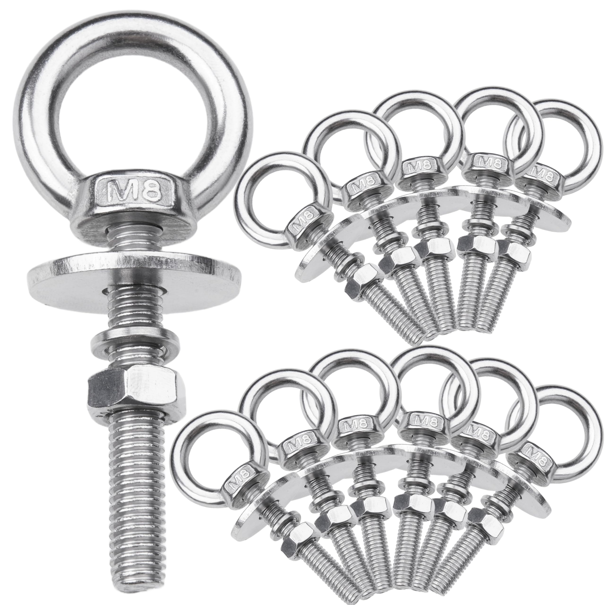 M8 Stainless Steel Eye Bolts - 4 Pack -14