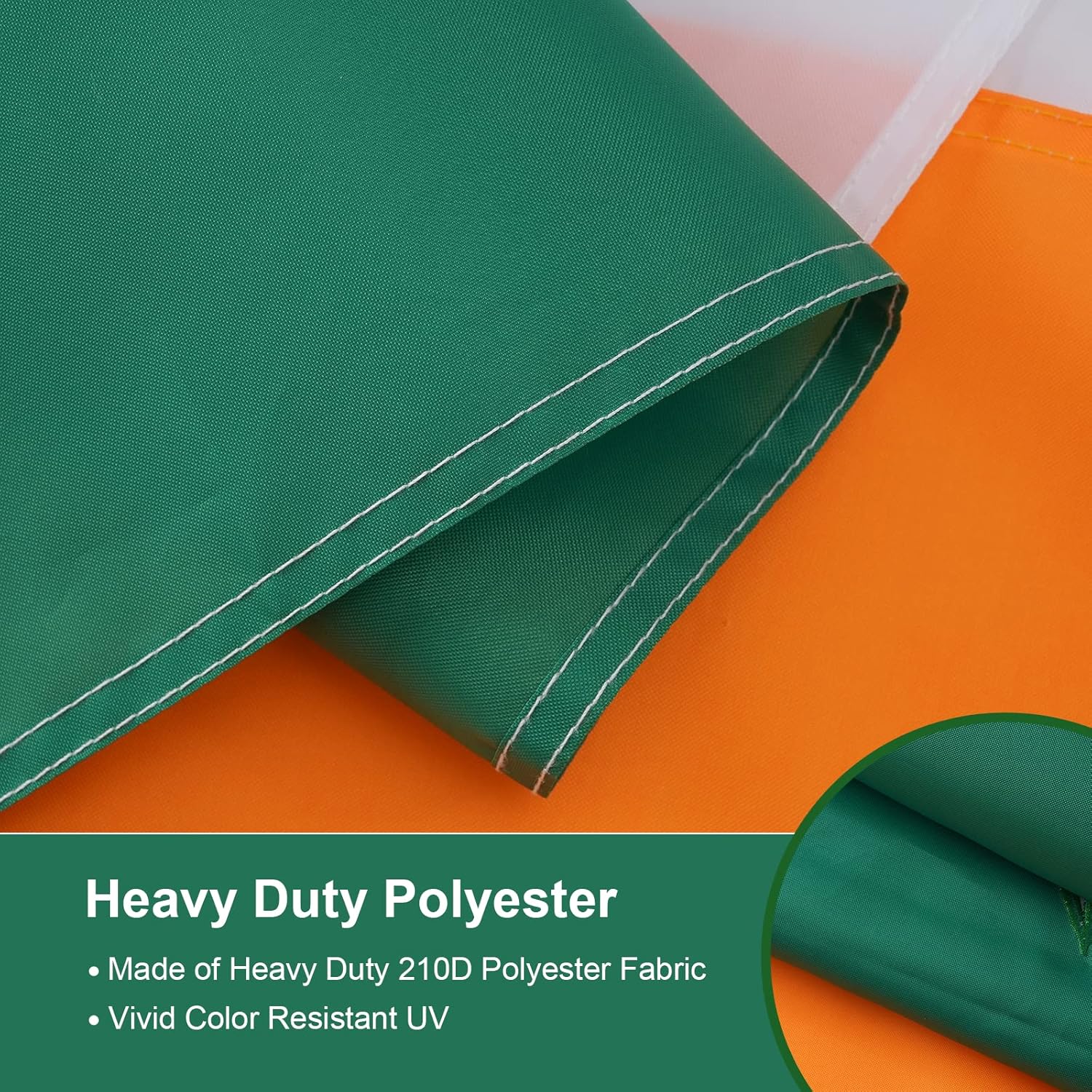 SYII Ireland Shamrock Flag 3x5 Ft Outdoor, Embroidered Irish Shamrock Flags with 2 Brass Grommets, Heavy Duty 210D Polyester Vivid Color for St Patrick's Day Decor - Image 5